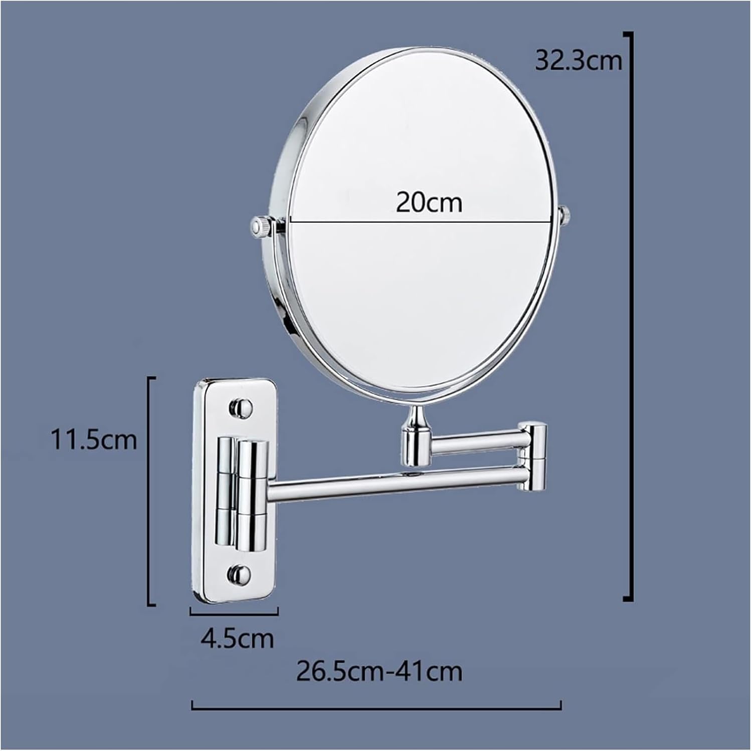 8 Inch Wall Mounted Lighted Makeup Mirror with Swivel Arm and Magnification