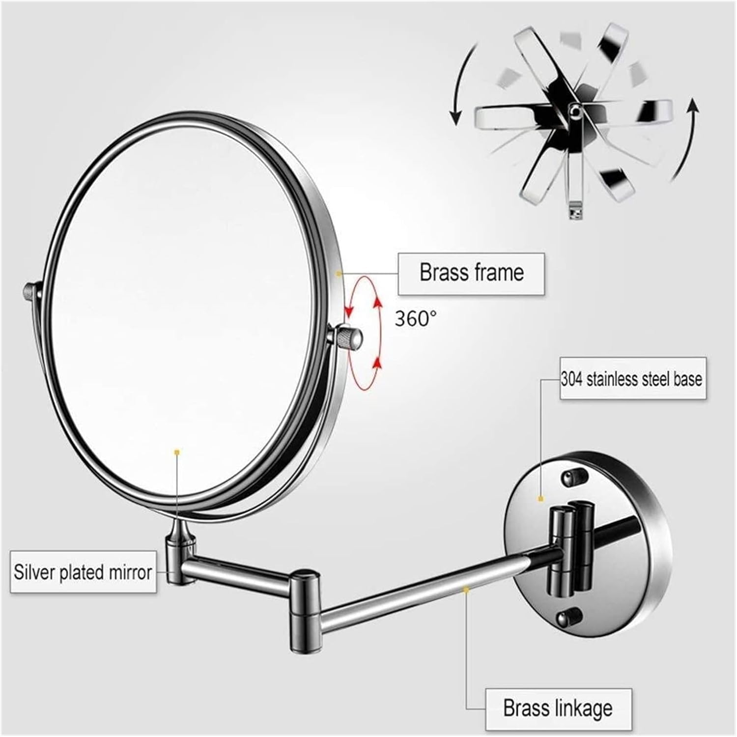 Copper 8-inch Makeup Mirror with 5x Magnification