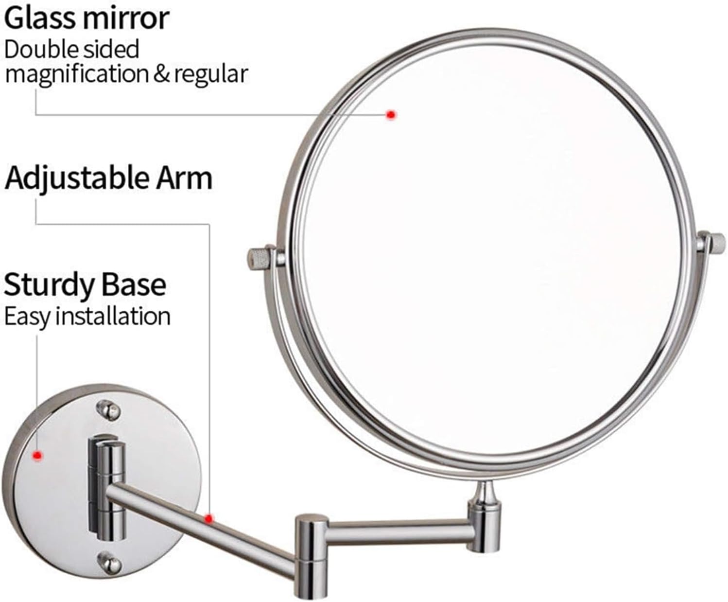 LED Lighted Wall-Mounted Makeup Mirror with Touch Sensor Switch