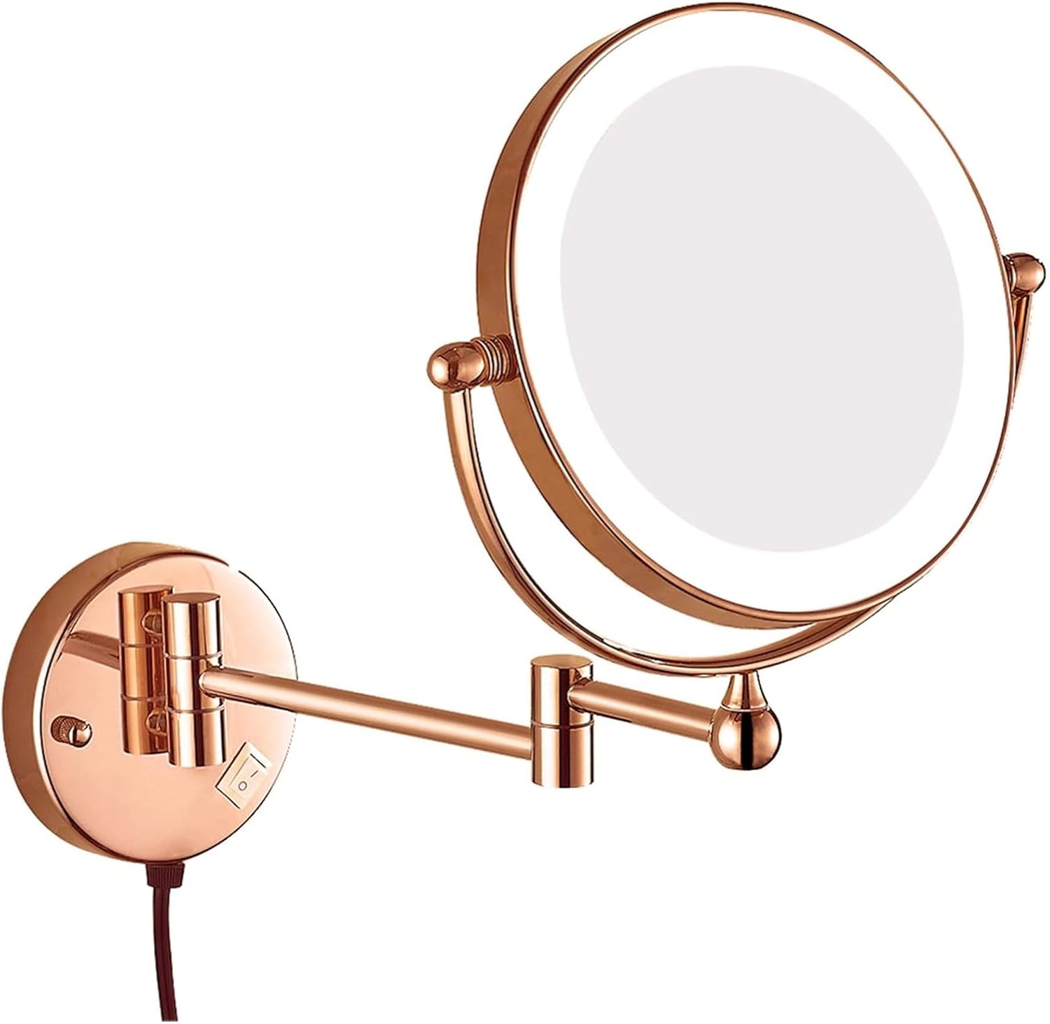 Wall-Mounted Lighted Makeup Mirror Rose Gold 5X Magnification