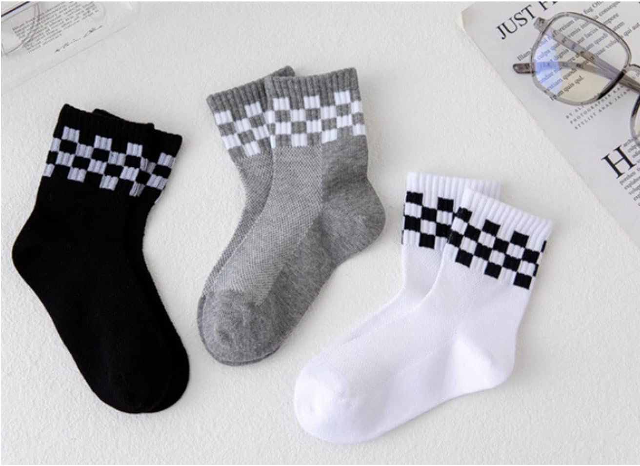 Comfy Checkered Cotton Socks for Kids