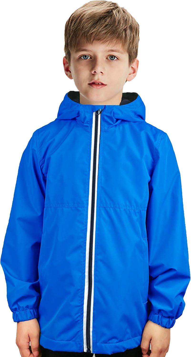 Boys Waterproof Fortunates Lightweight Windproof Fleece-Lined Rain Jackets