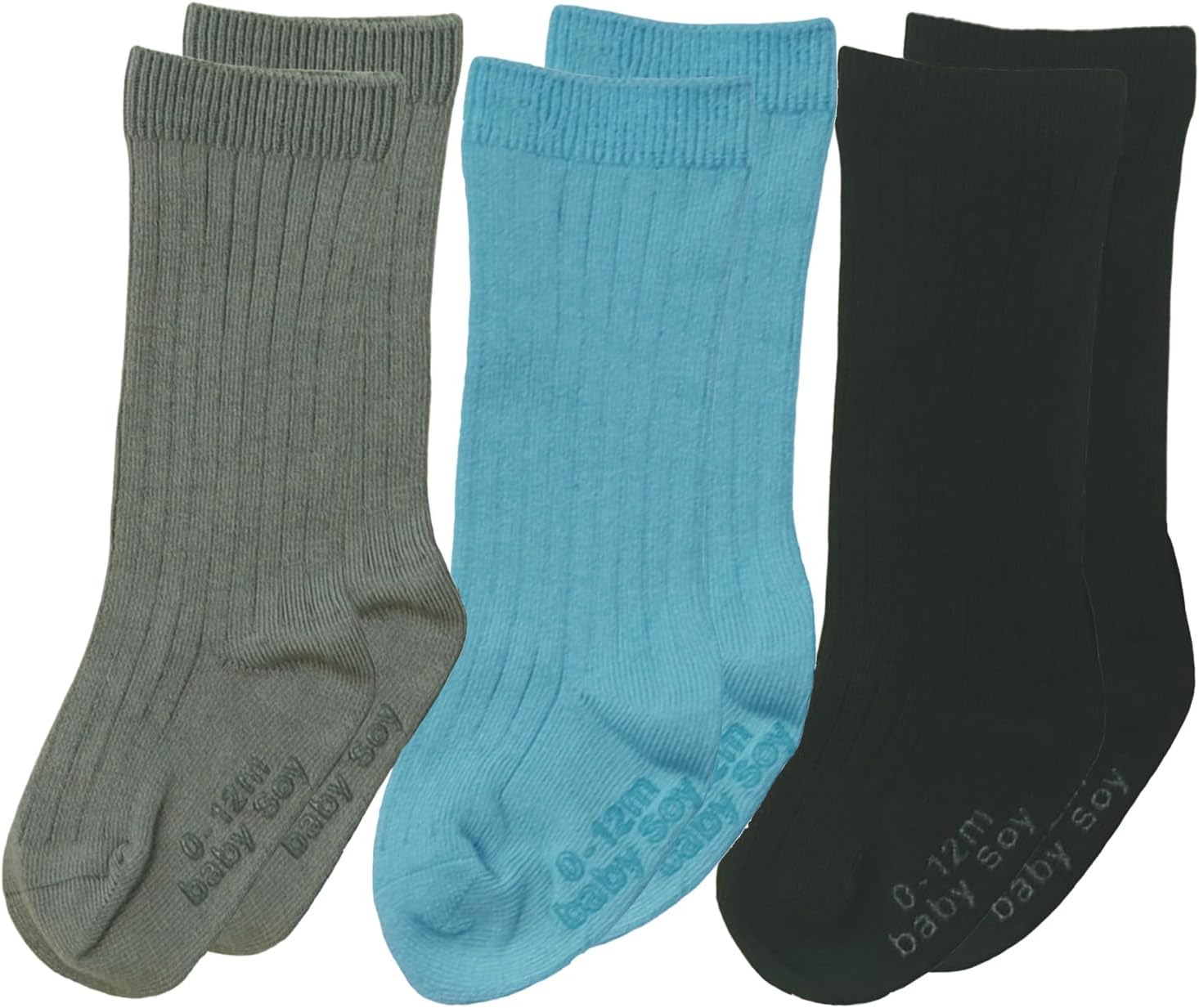 Babysoy Non-Slip Knee High Socks Set of 3