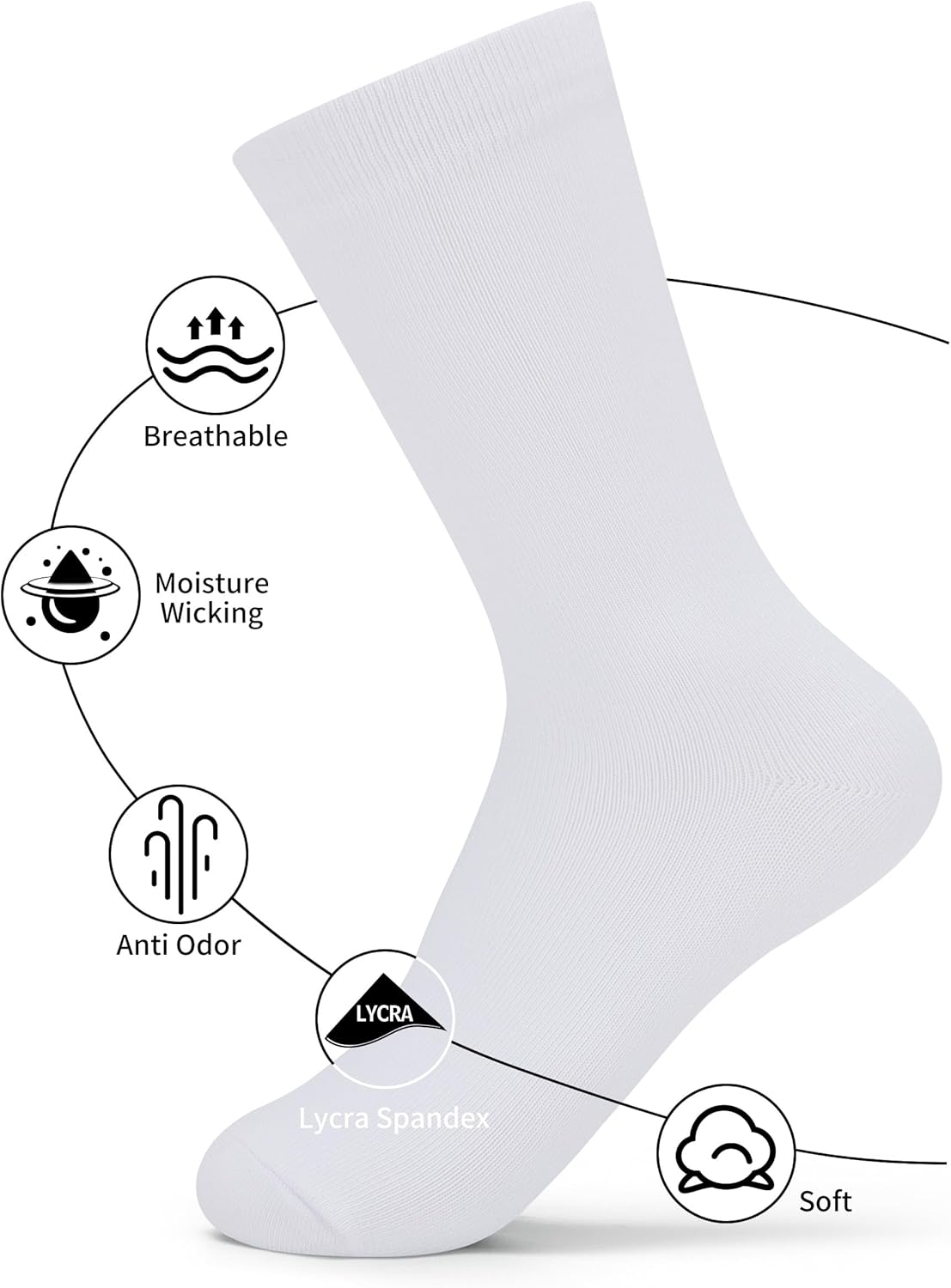 Anti Stink Solid Combed Cotton Dress Socks for Boys 6-8 Years