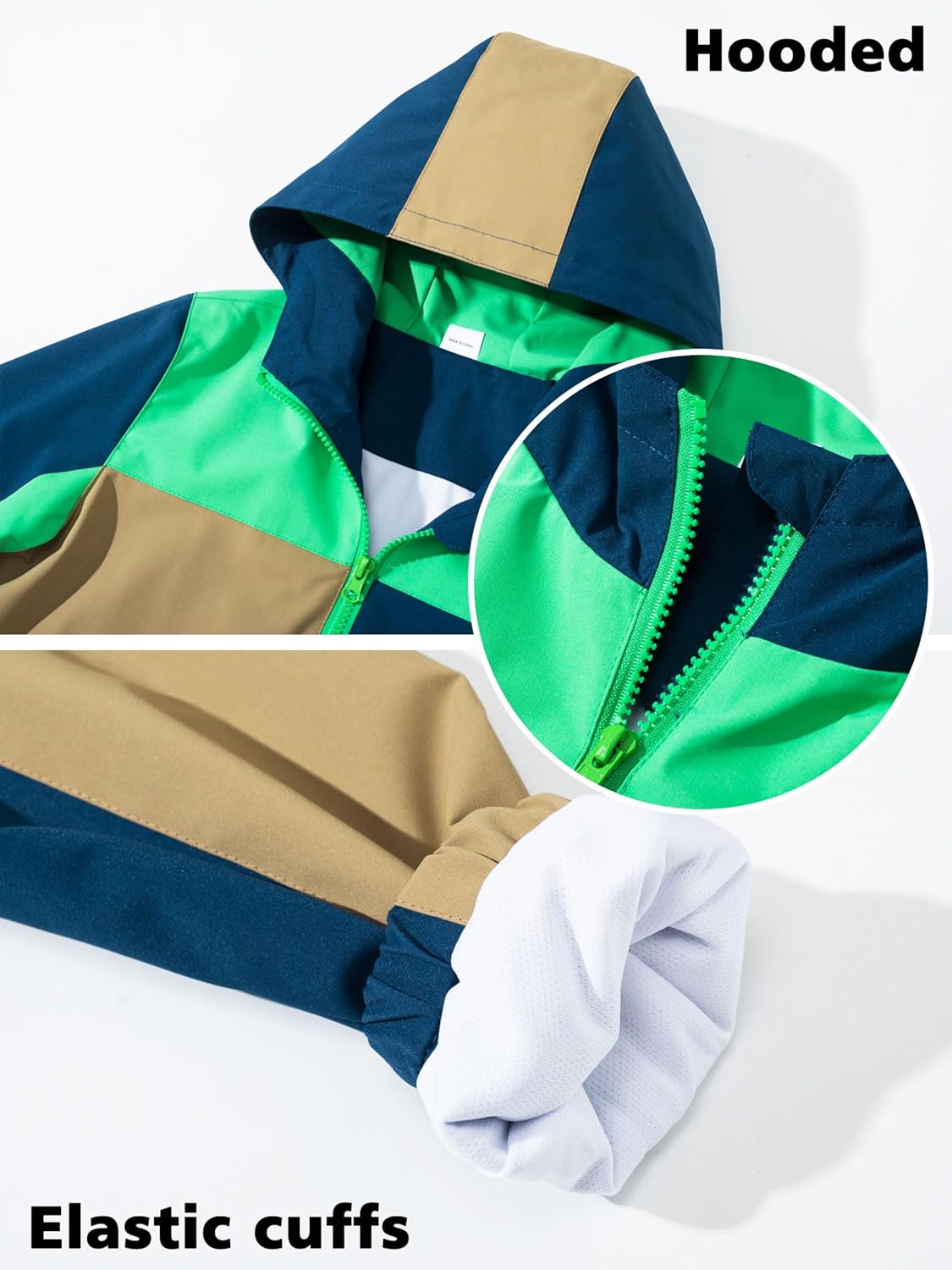 Boy Girls Lightweight Rain Jacket Mesh Lined Hooded Windbreaker for Kids waterproof