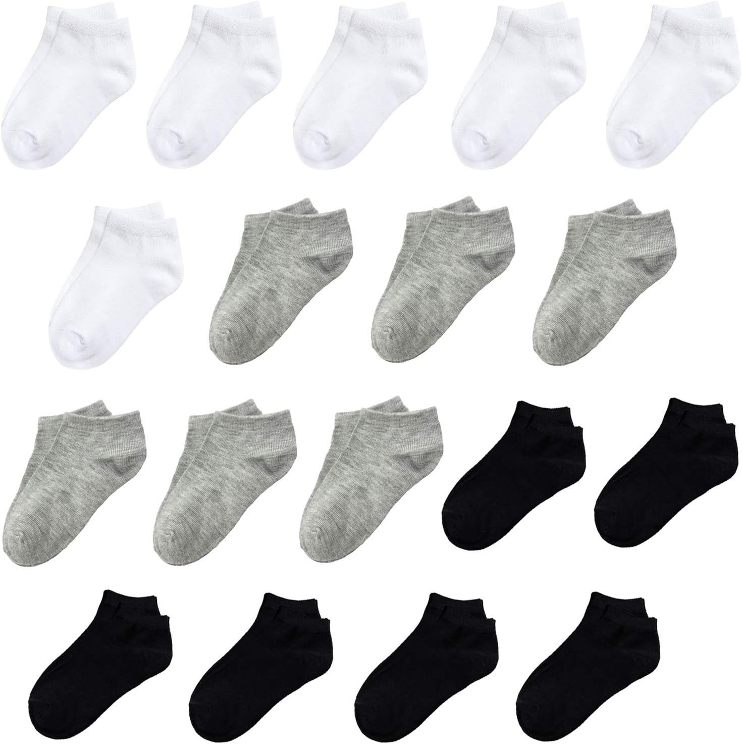 JAMEGIO 18 Pairs Kids Low Cut Half Cushion Sport Ankle Socks