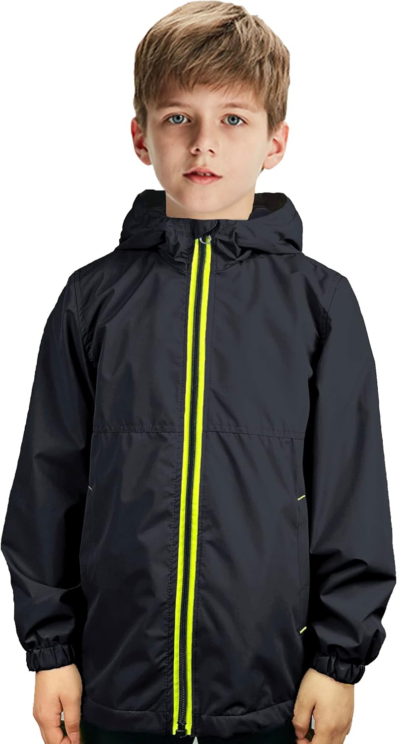 boys Lightweight Waterproof Hooded Rain Jacket
