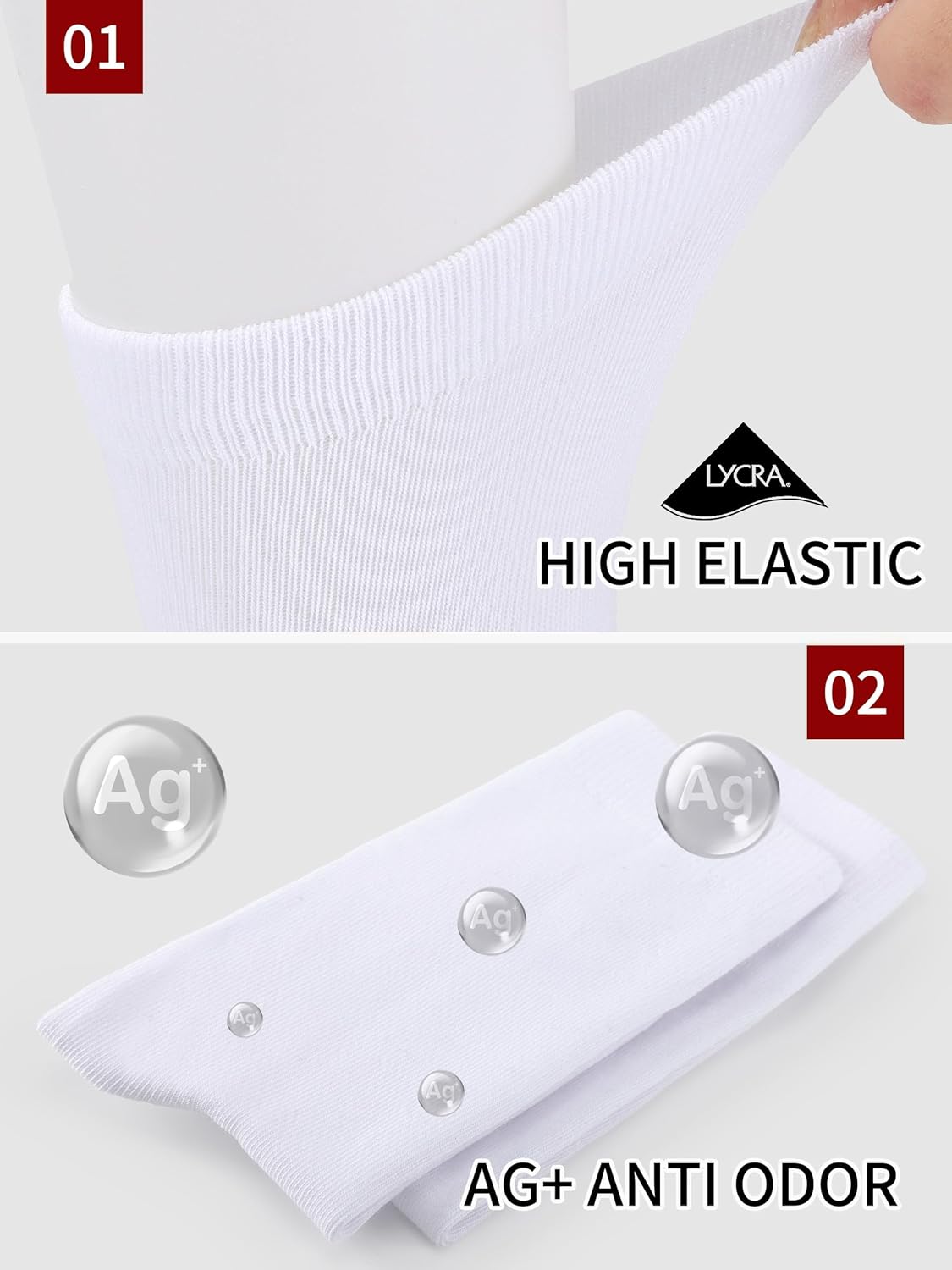 Anti Stink Solid Combed Cotton Dress Socks for Boys 6-8 Years