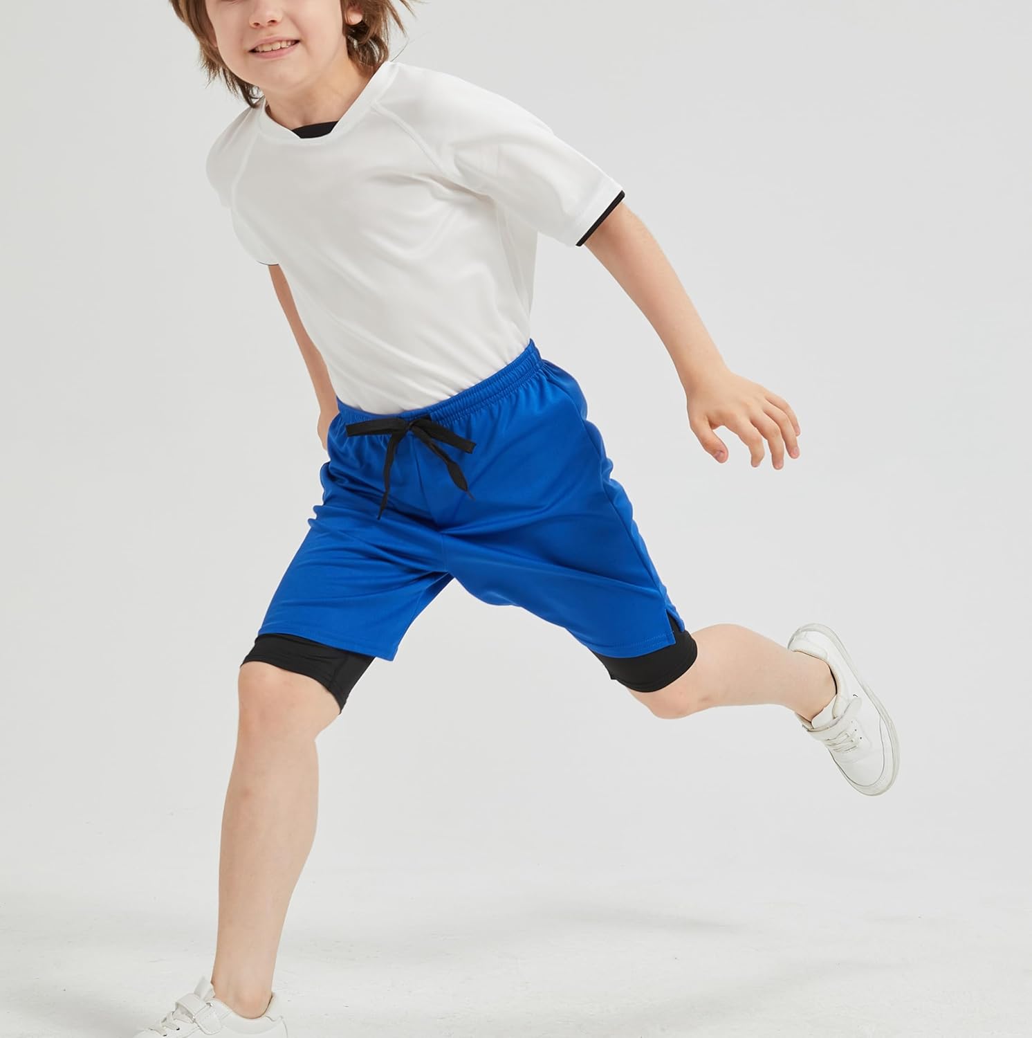 DaniChins Boys 2 in 1 Compression Running Shorts