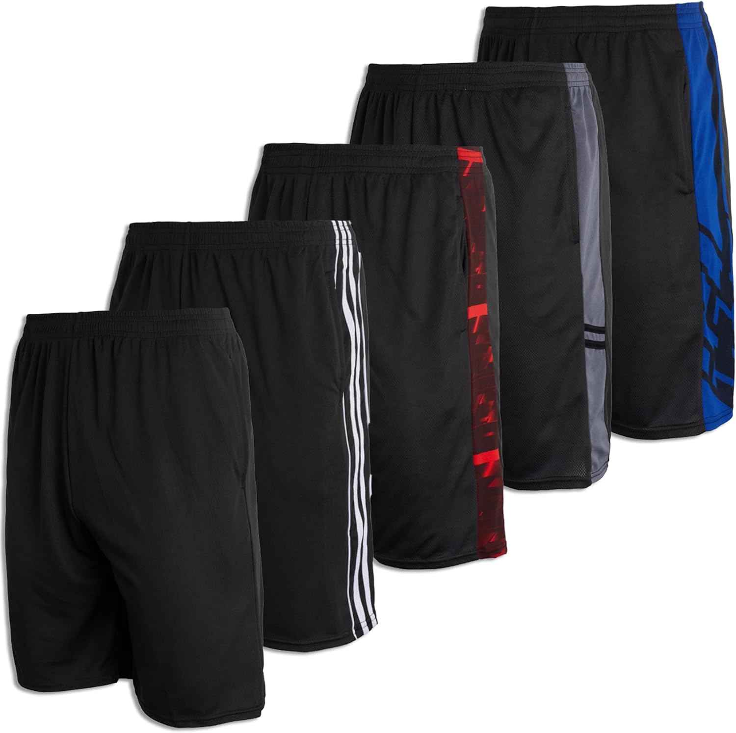 Real Essentials Boys 5-Pack Mesh Active Shorts - ALL-DAY COMFORT