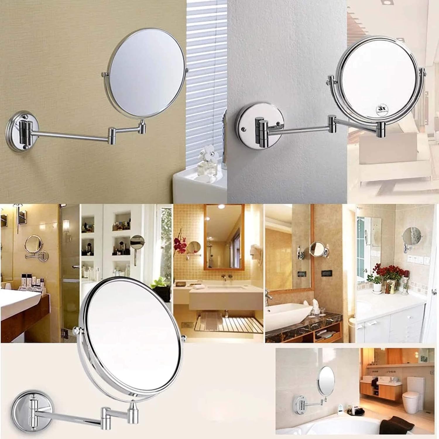 8 Inch Swivel Wall Mirror with 3X-10X Magnification