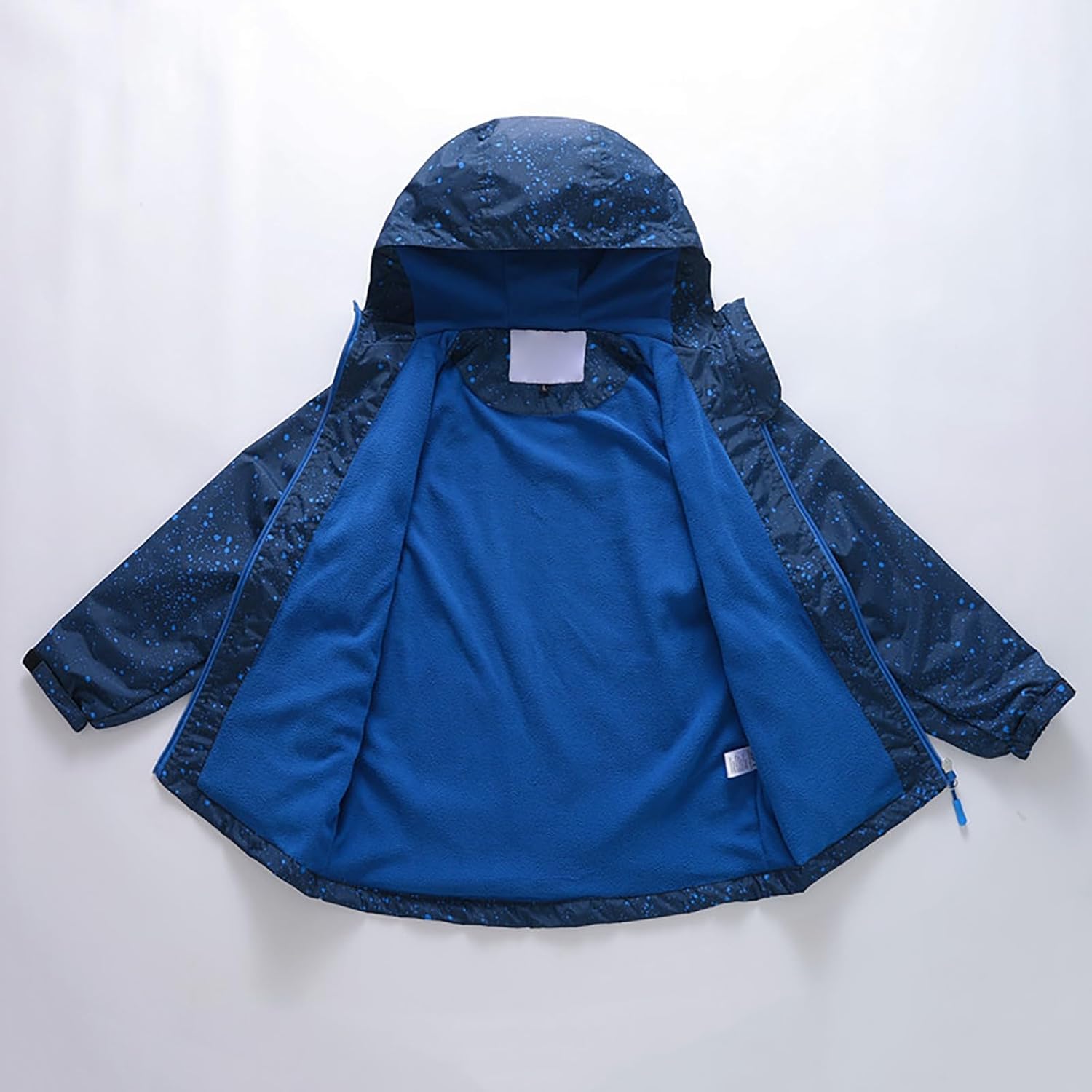 Kids Boys Zipper Rain Jacket Waterproof Lightweight Hooded Raincoat