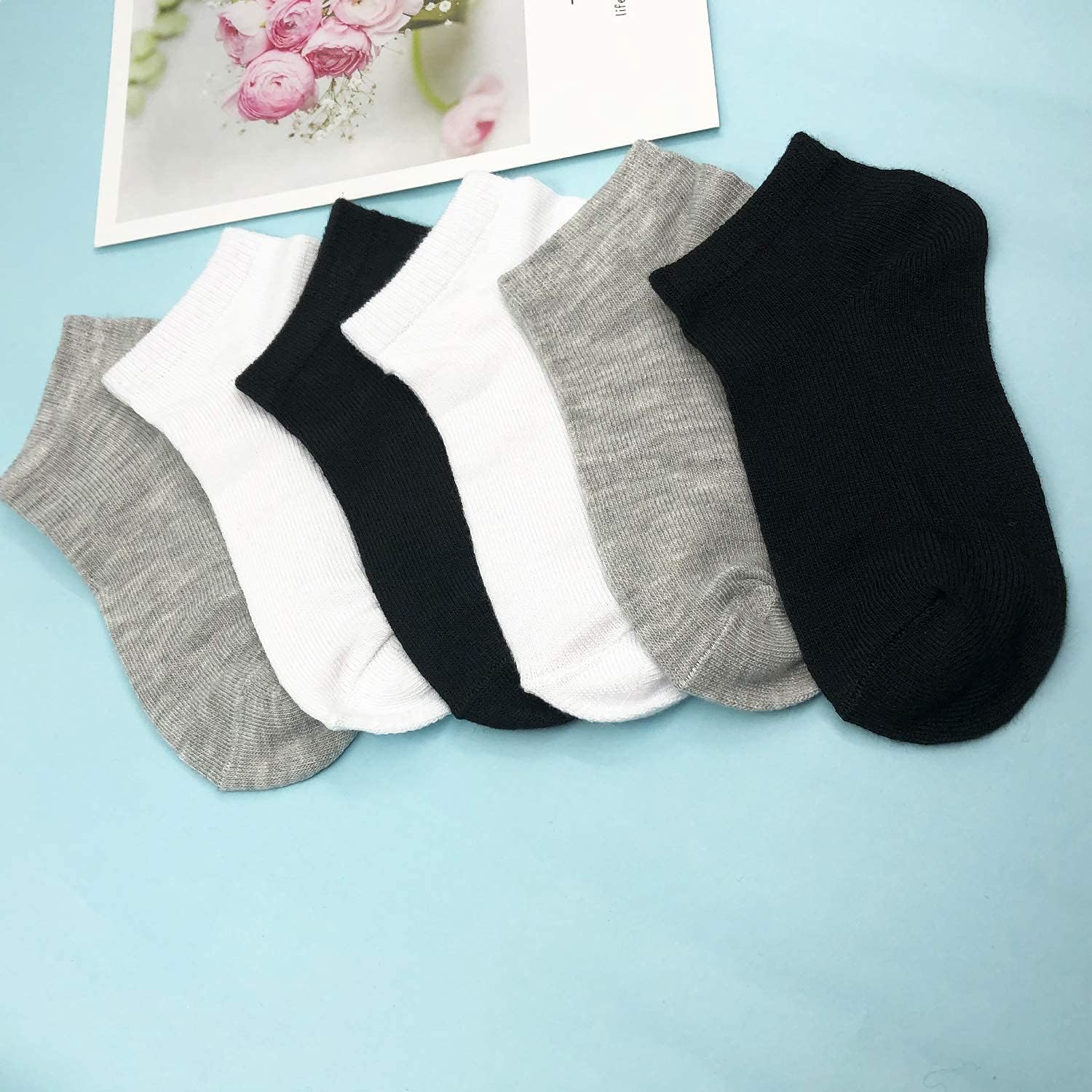 JAMEGIO 18 Pairs Kids Low Cut Half Cushion Sport Ankle Socks