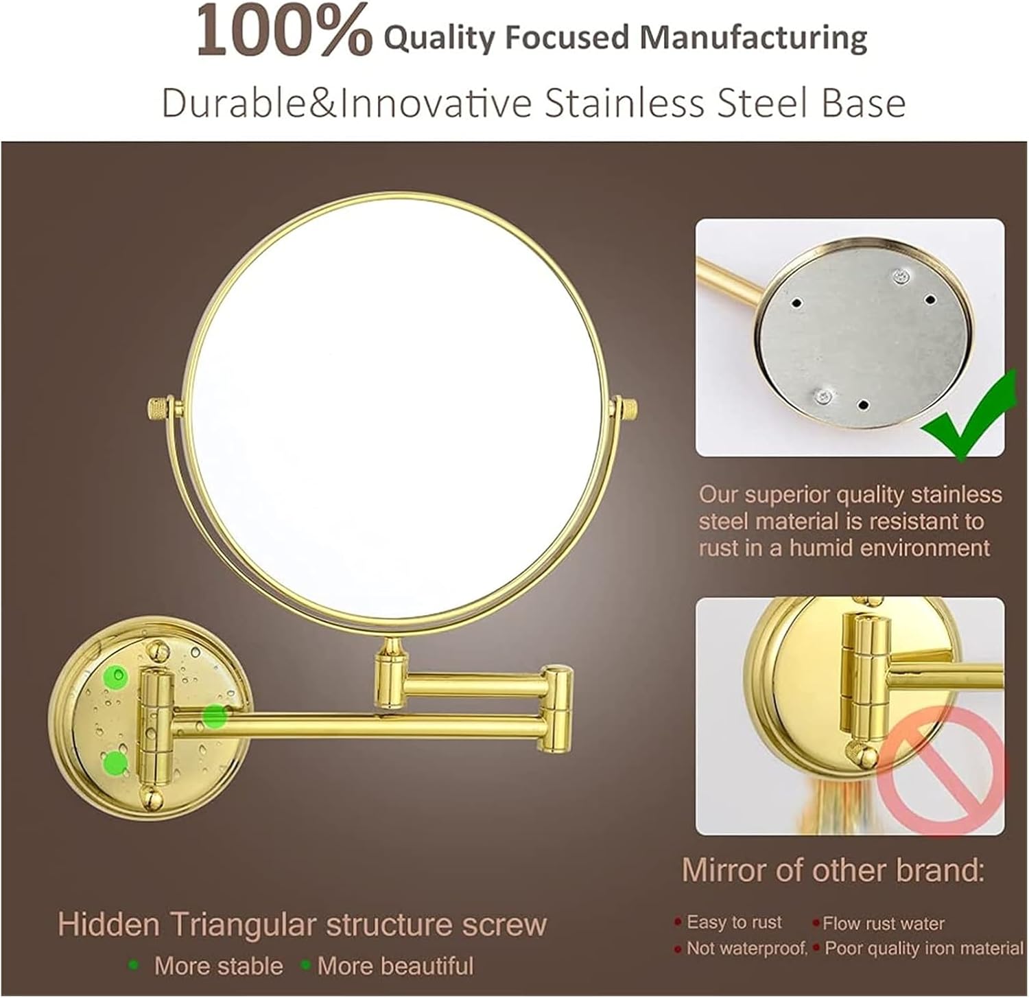 Ergonomic Wall-Mounted Lighted Makeup Mirror
