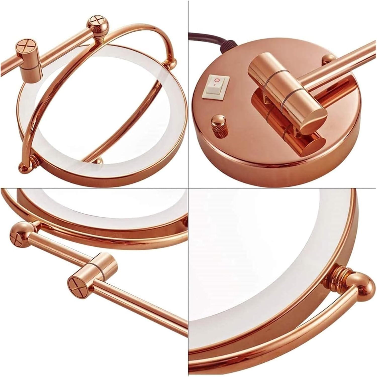 Wall-Mounted Lighted Makeup Mirror Rose Gold 5X Magnification