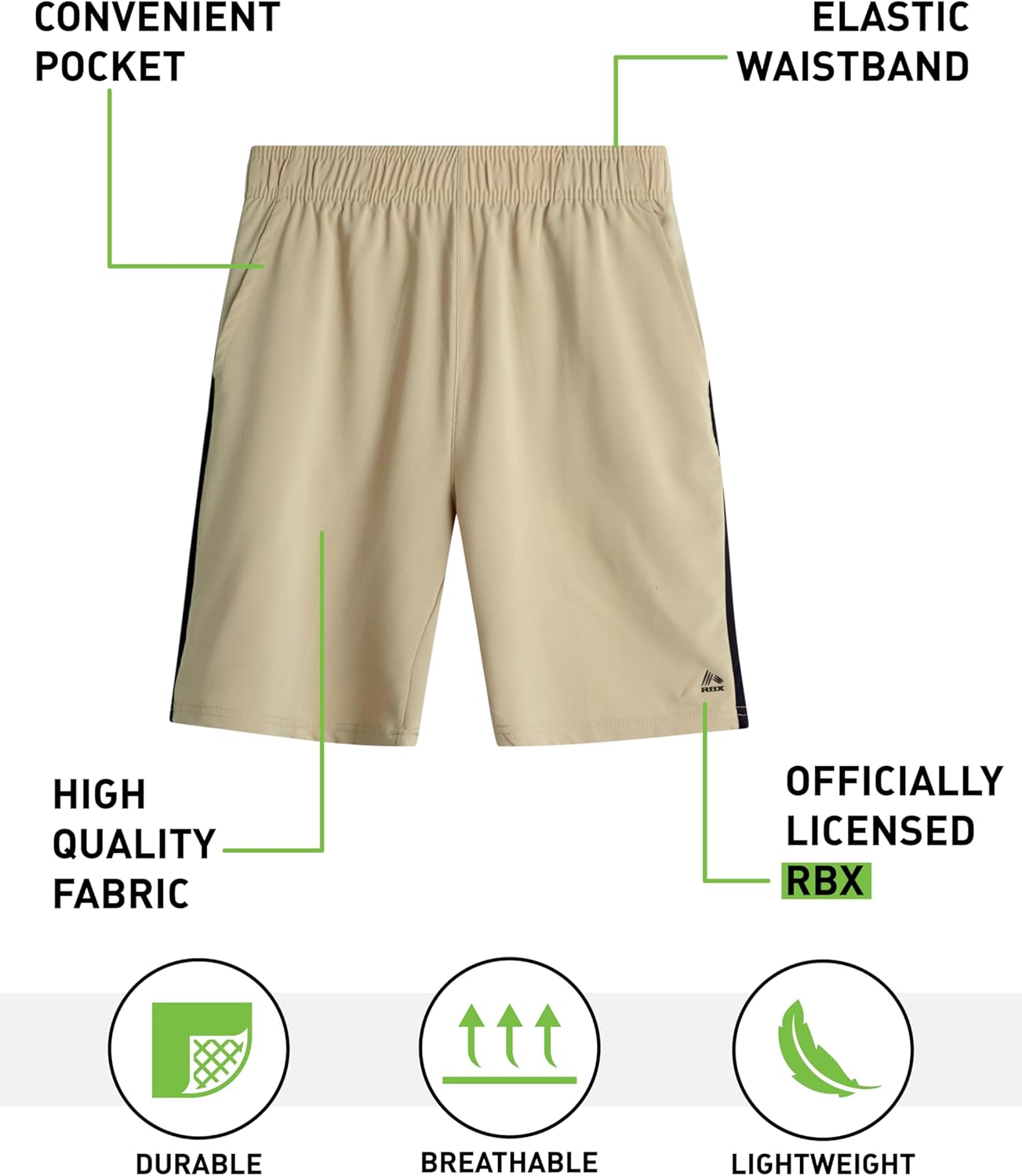 RBX Boys Active Shorts Smart Performance Pockets