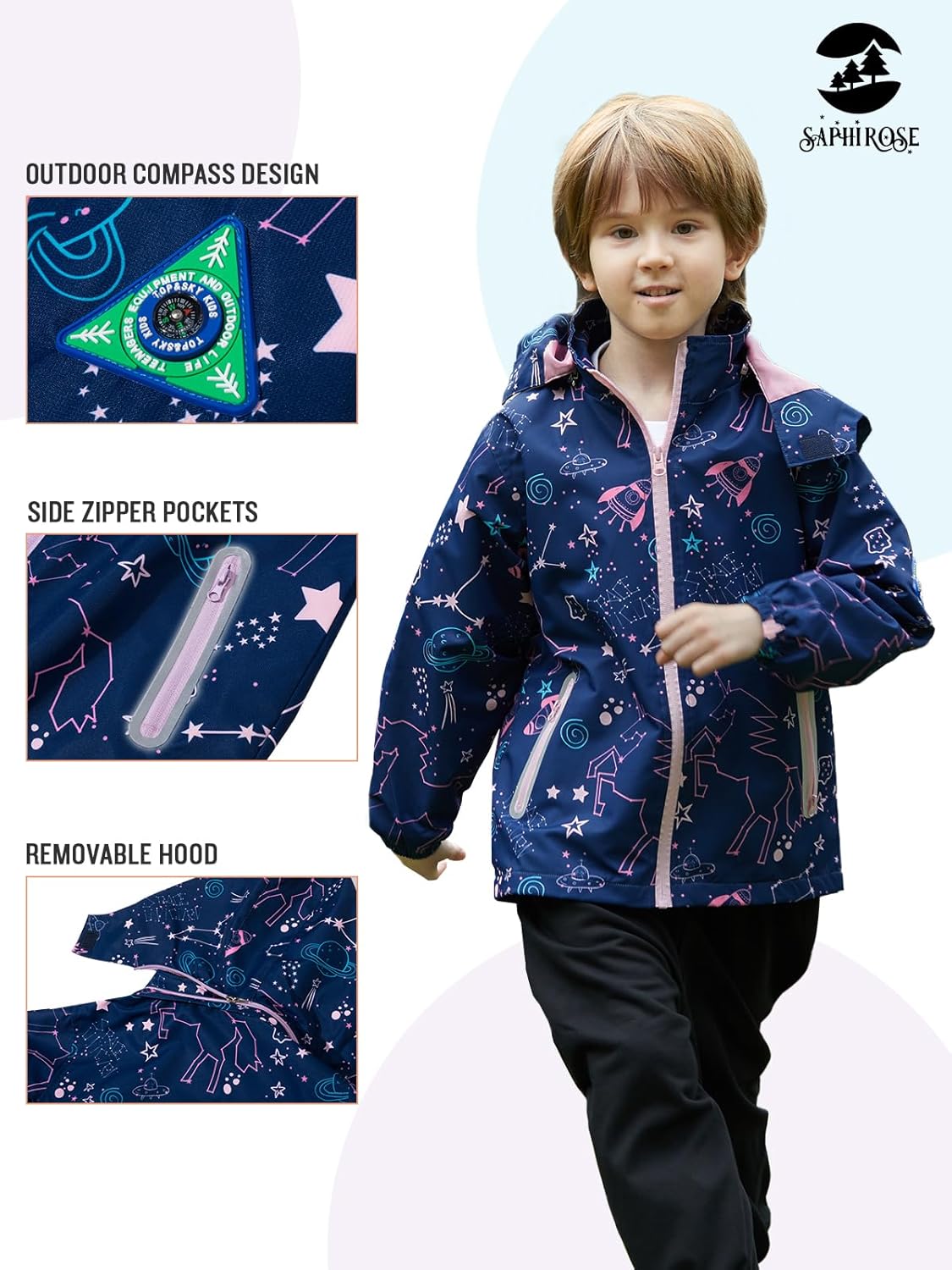 SaphiRose Kids Rain Jacket