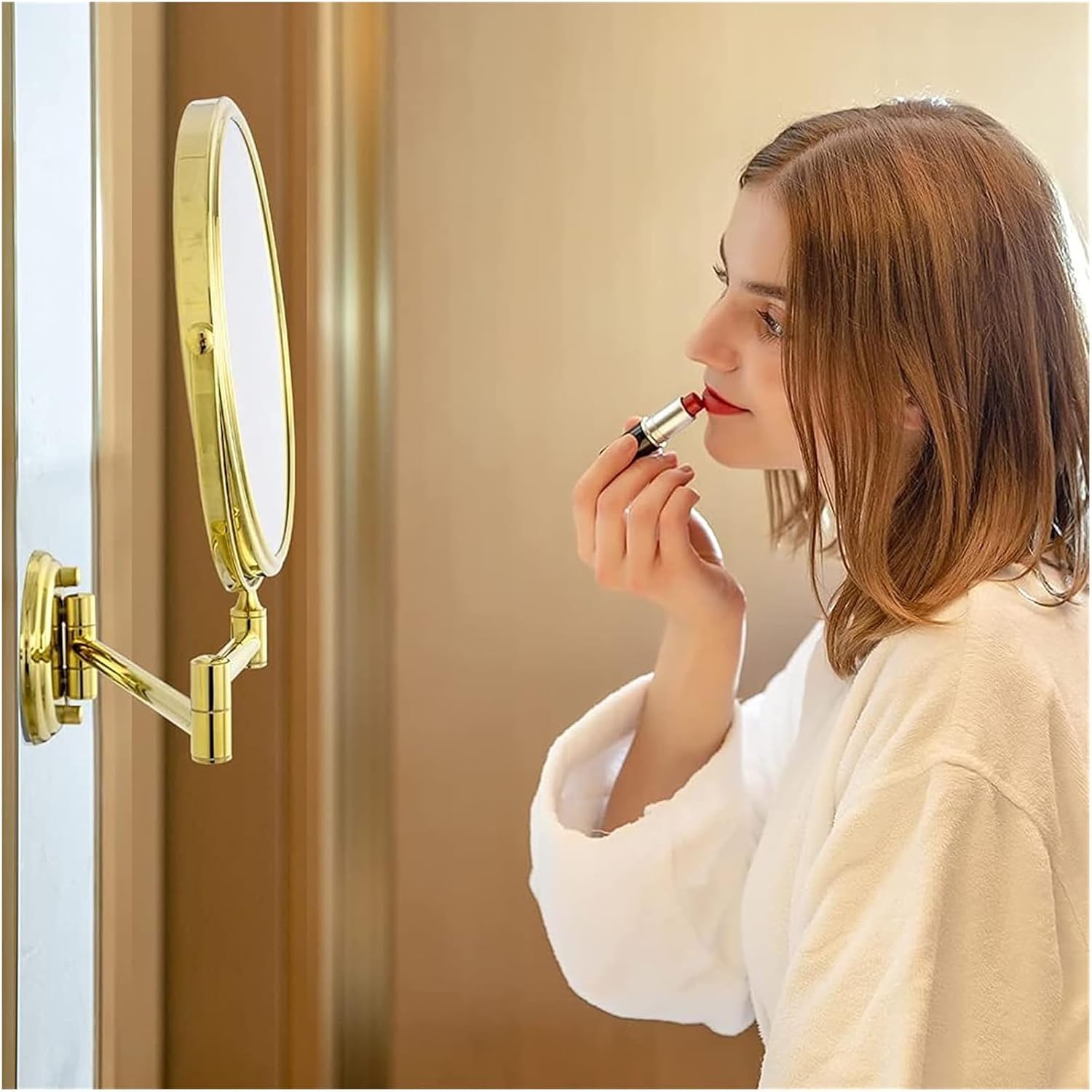 Ergonomic Wall-Mounted Lighted Makeup Mirror