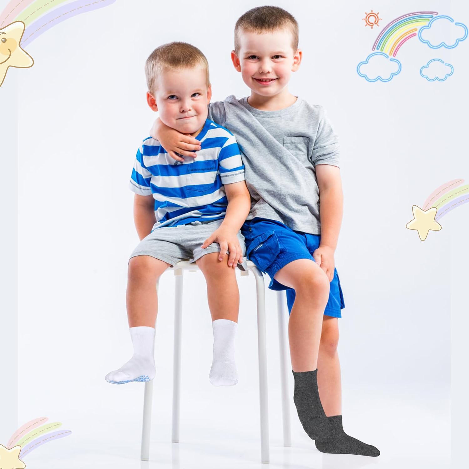 Anti-Slip Toddler Socks with Grips for Boys Girls