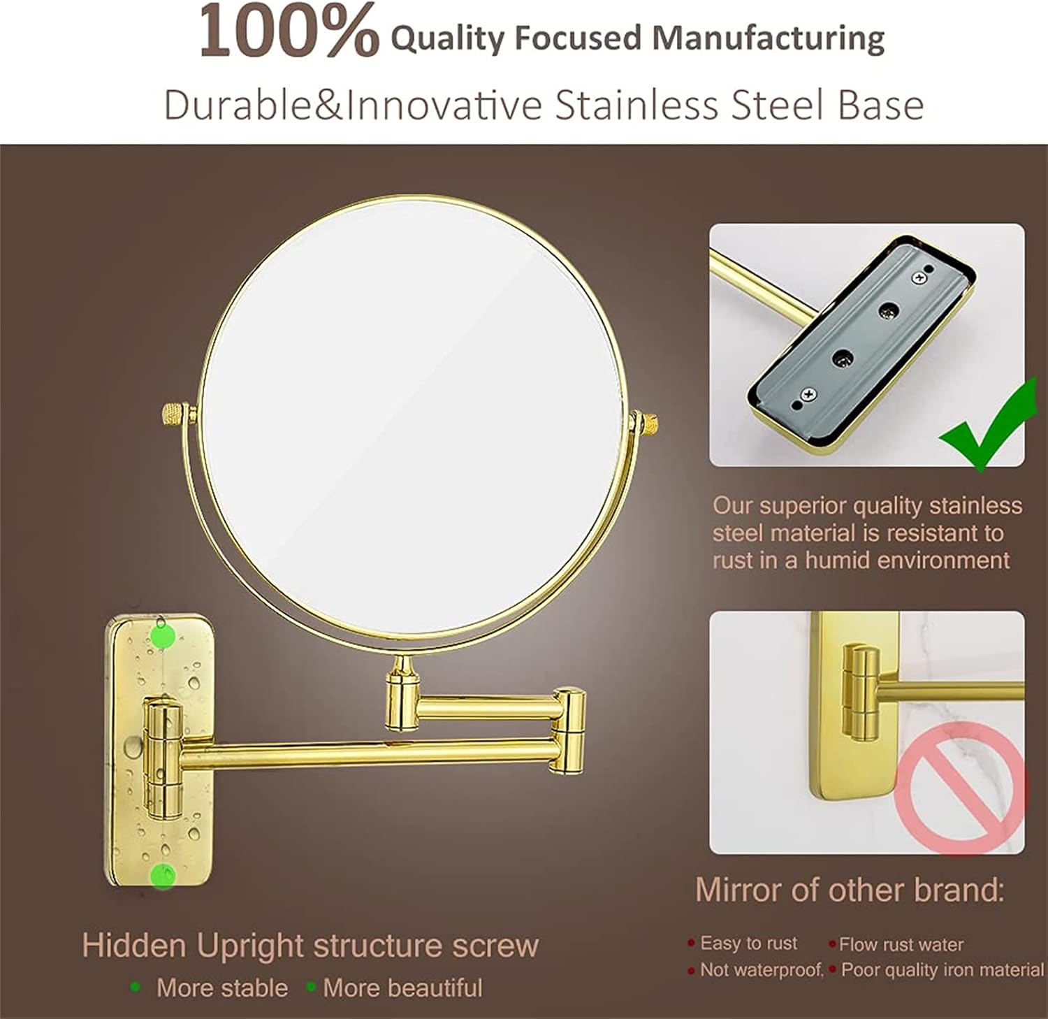OGRAFF Wall Mounted Makeup Mirror Extendable Double Sided