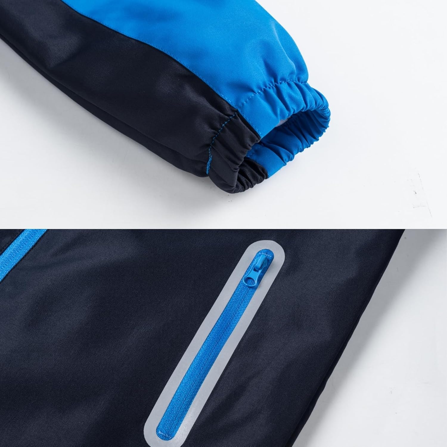 PerfectKids Boys Rain Jacket - Lightweight Water-Resistant with Zipper Reflective Details
