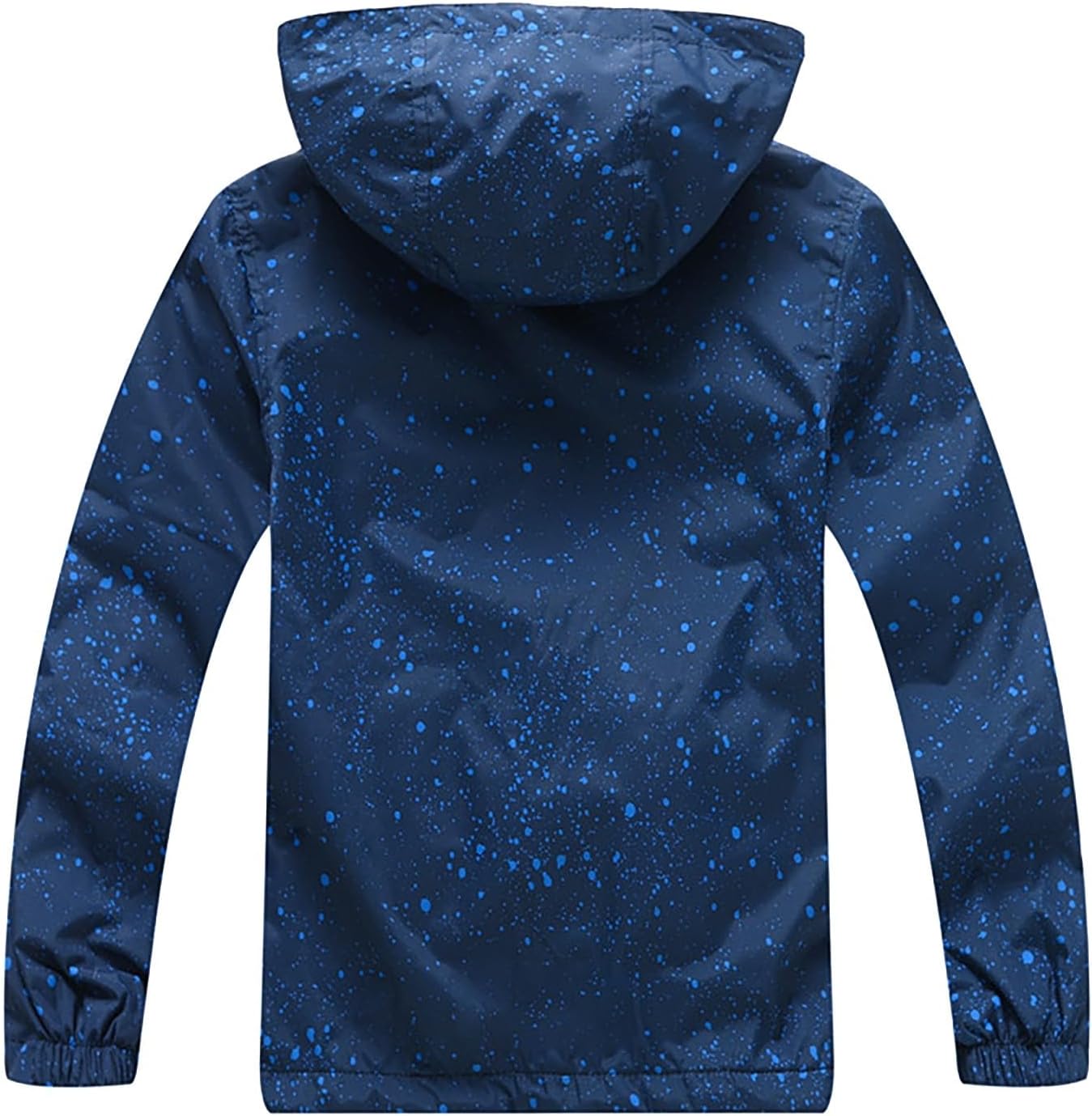 Kids Boys Zipper Rain Jacket Waterproof Lightweight Hooded Raincoat