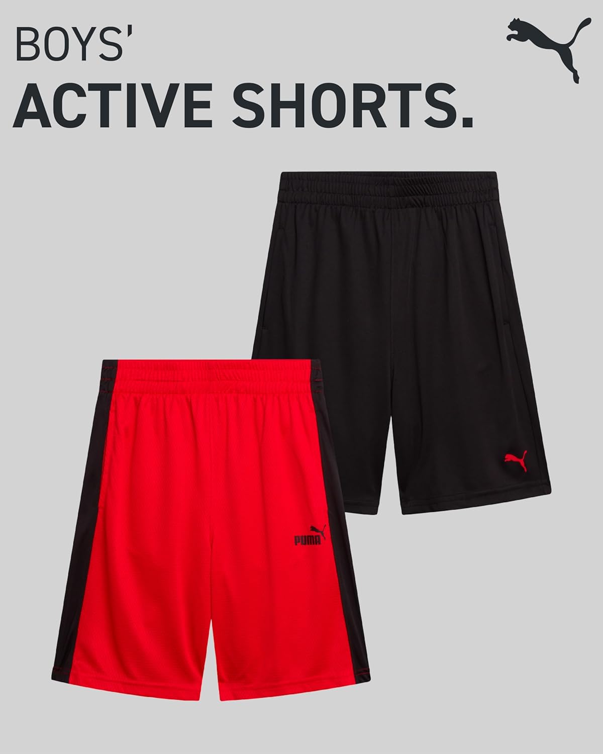 PUMA Boys Athletic Shorts 2 Pack for Basketball