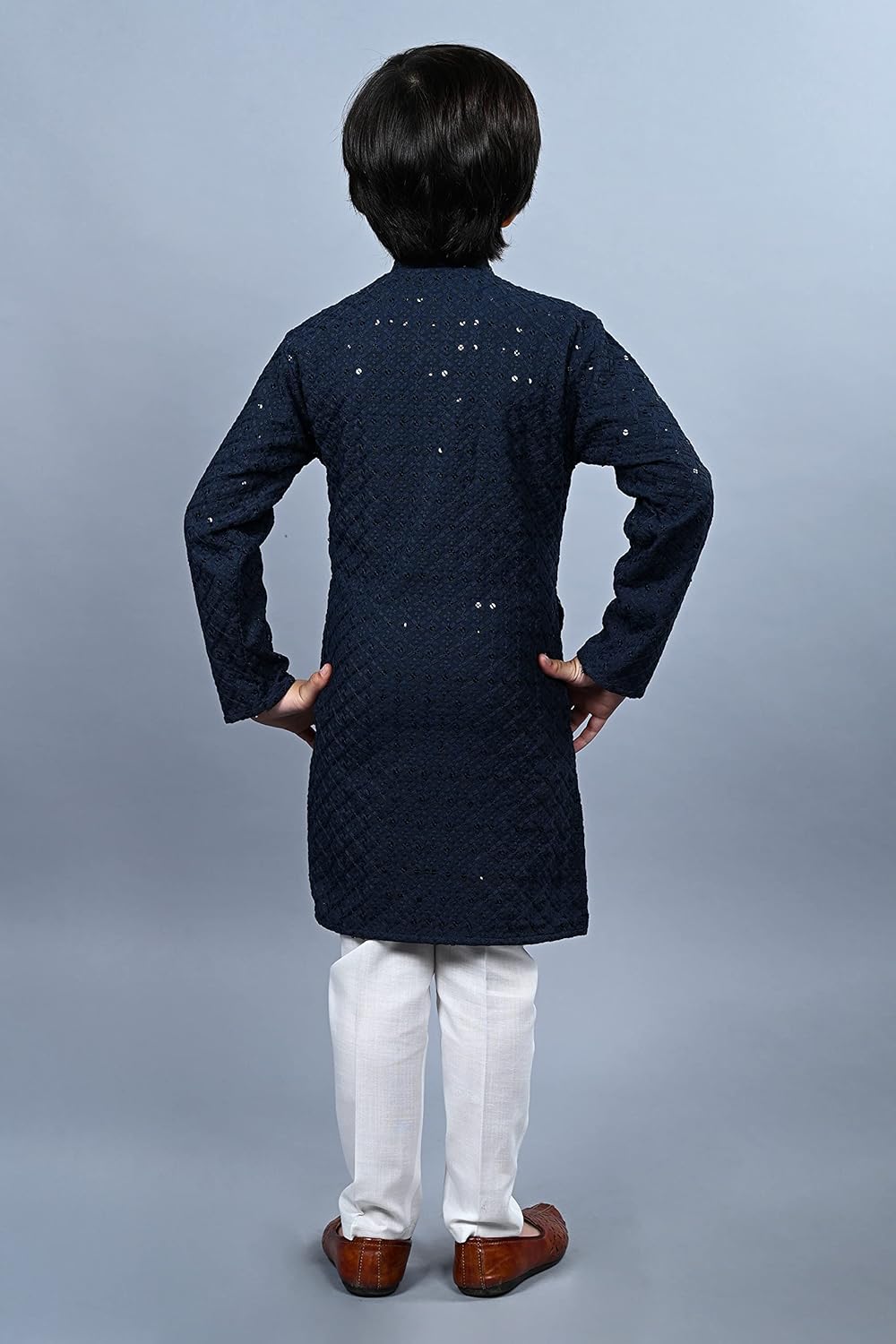 AHHAAAA Kids Sequin Embroidery Kurta Pajama Set 1