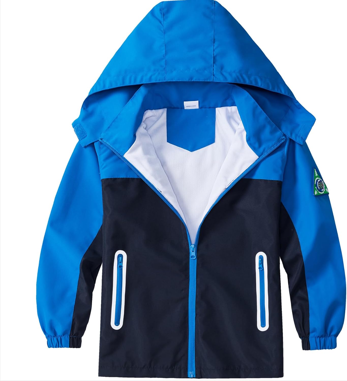 PerfectKids Boys Rain Jacket - Lightweight Water-Resistant with Zipper Reflective Details