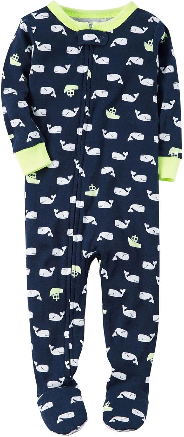 Carters Boys Soft and Cozy Blanket Sleepers Neon Whale Print