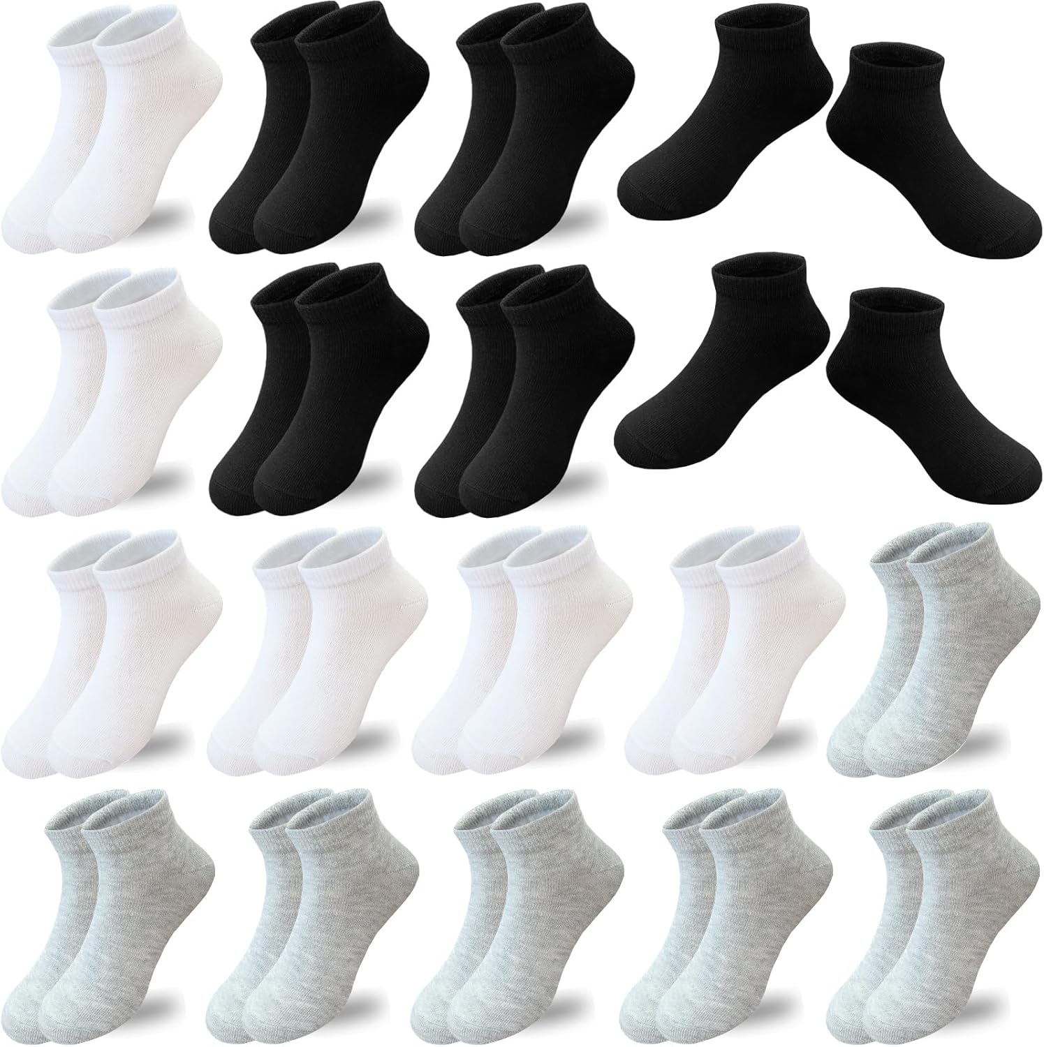 JAMEGIO 18 Pairs Kids Low Cut Half Cushion Sport Ankle Socks