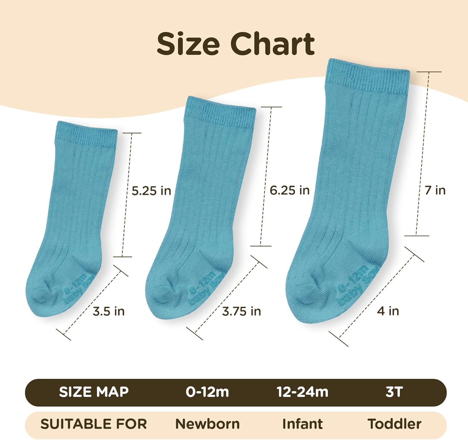Babysoy Non-Slip Knee High Socks Set of 3