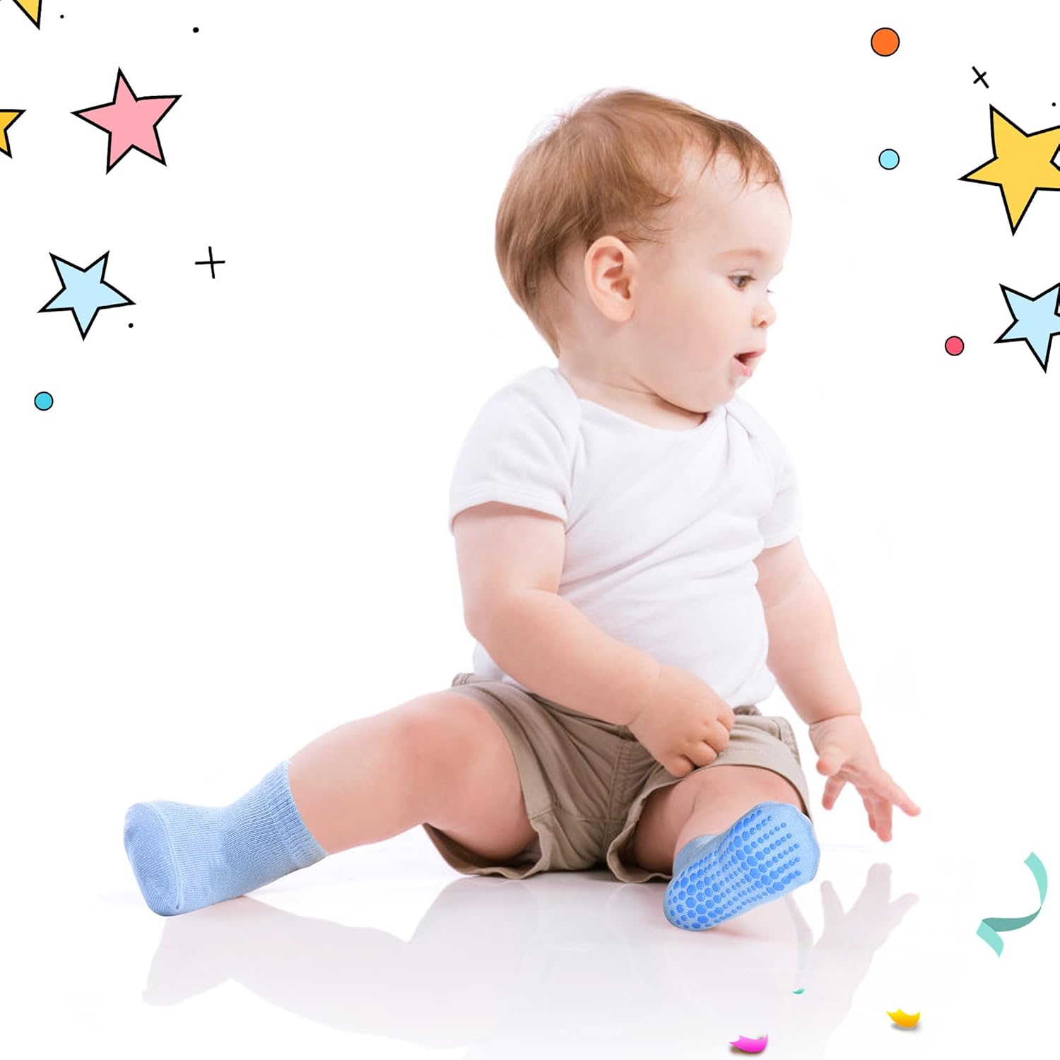 Anti-Slip Toddler Socks with Grips for Boys Girls