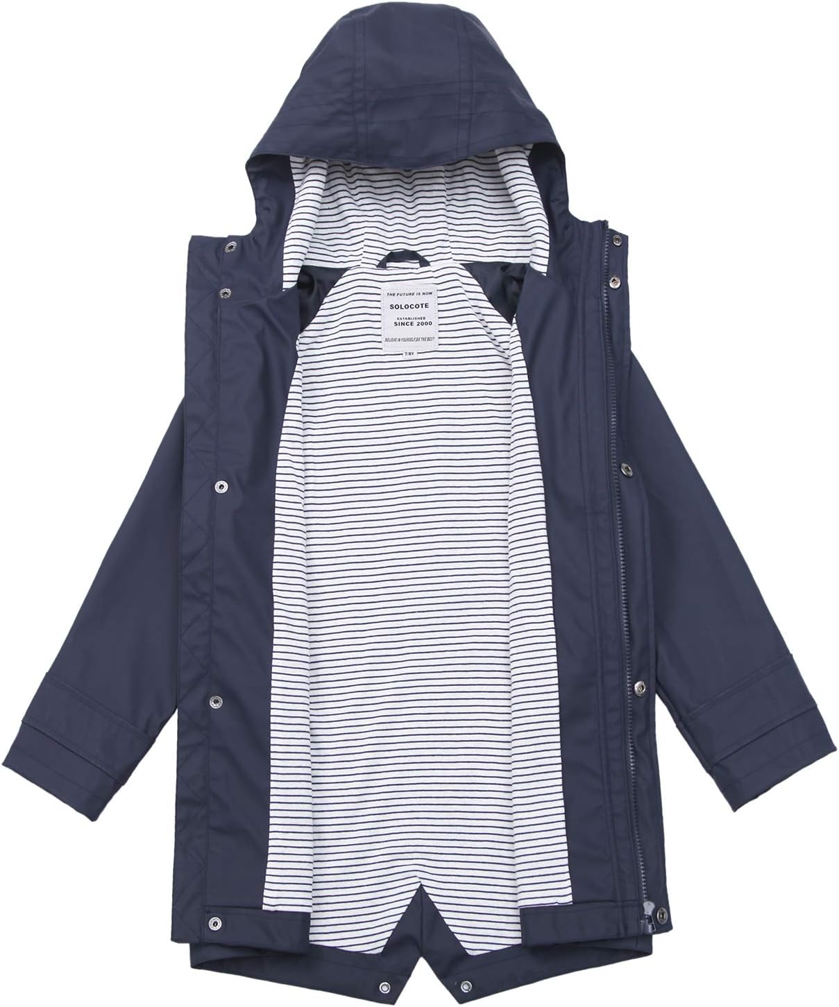 SOLOCOTE Kids Waterproof Rain Jacket with Hood 5-14Y