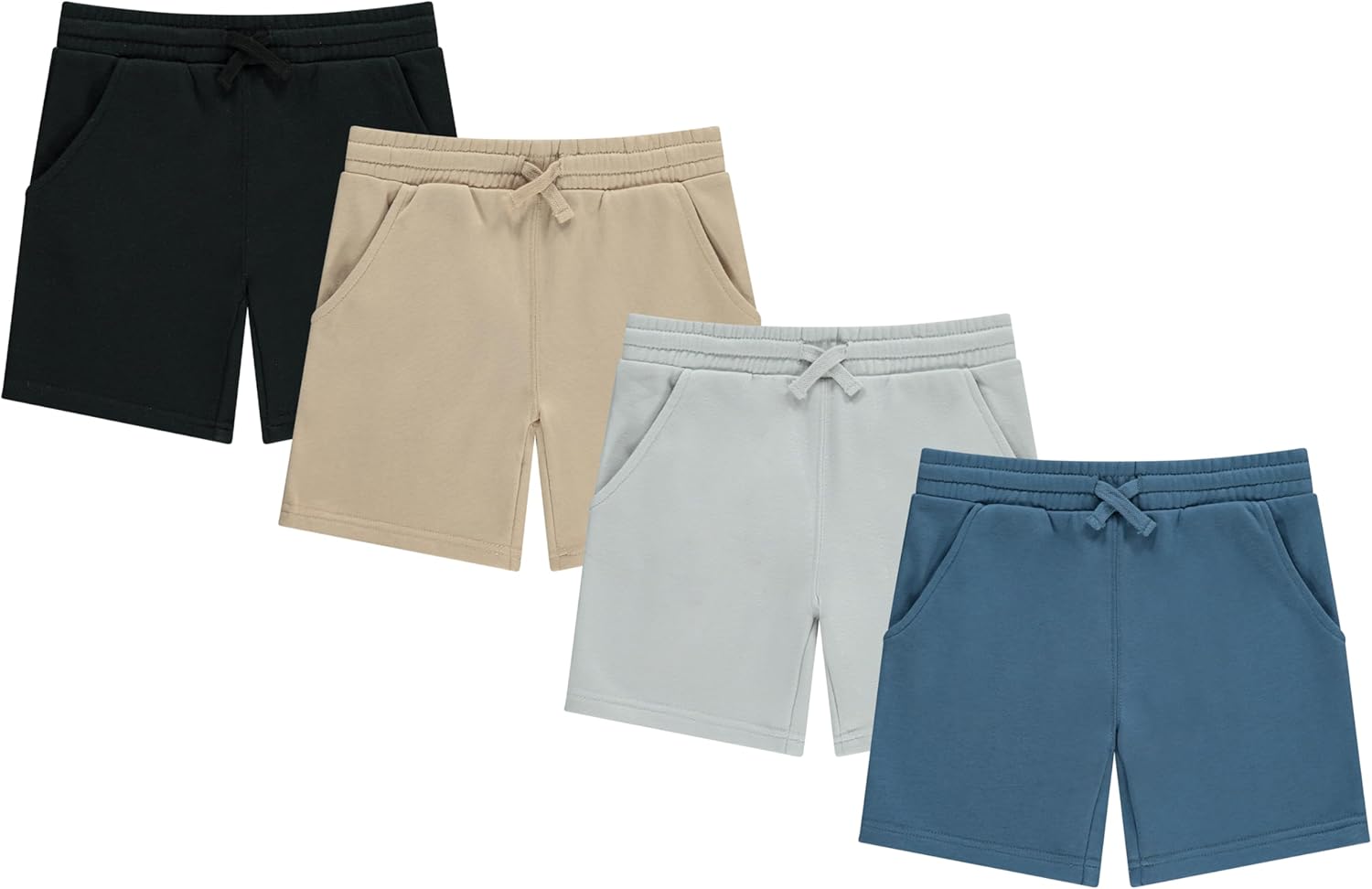 STITCH STONE Boys 4-Pack French Terry Shorts - Machine Washable Soft