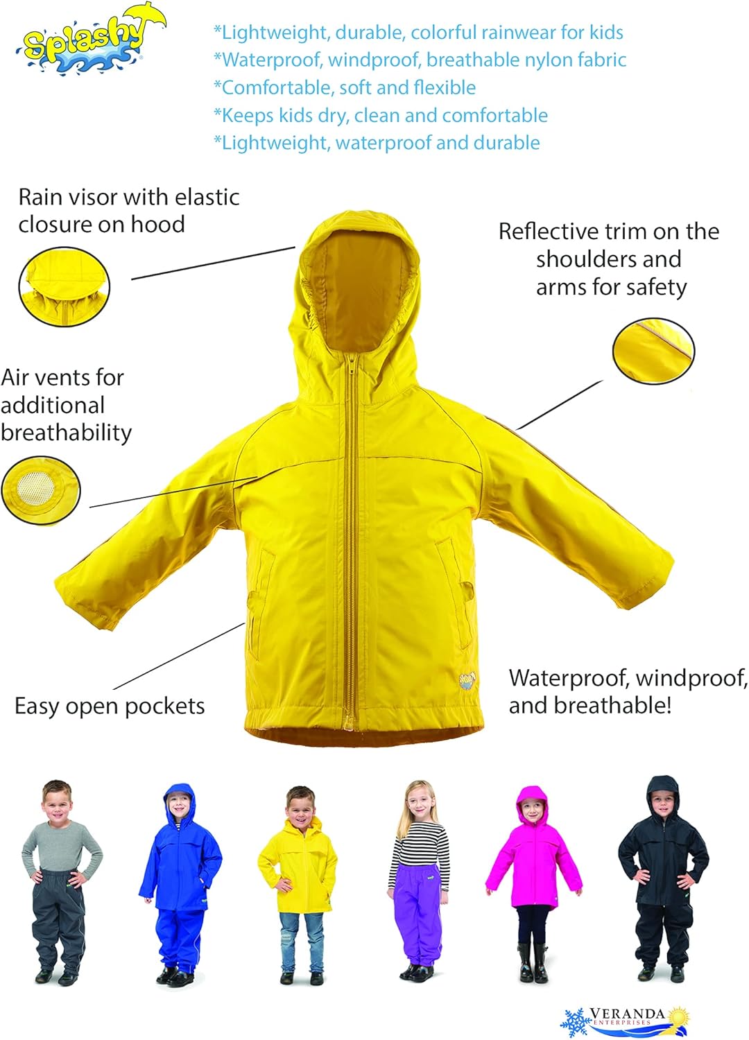 Splashy Waterproof Rain Jacket for Kids Durable and Stylish