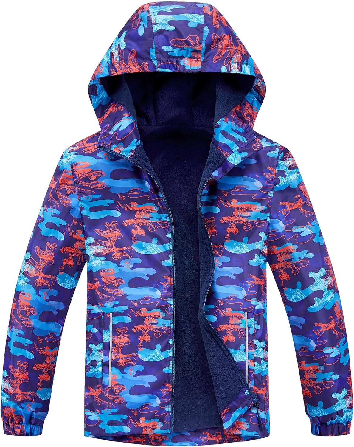 M2C Boys Girls Lightweight Hooded Rain Jacket with Fleece Lining
