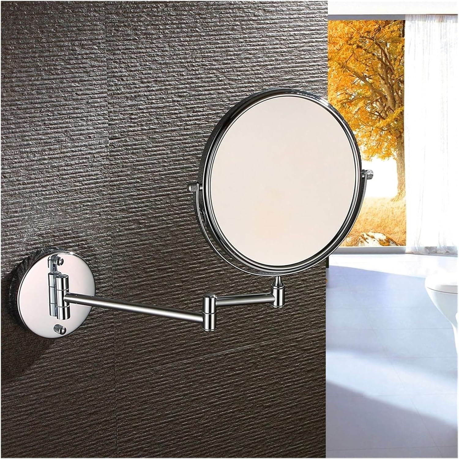 LED Lighted Wall-Mounted Makeup Mirror with Touch Sensor Switch