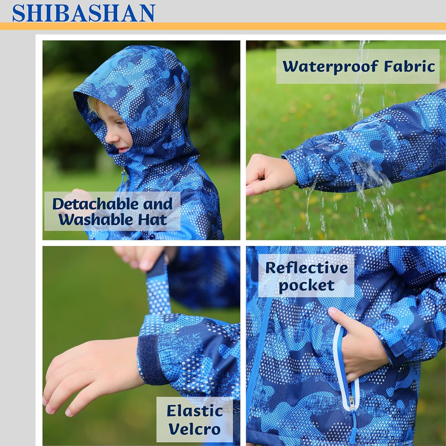Boys Girls Waterproof Jacket Windbreaker for Rain Protection