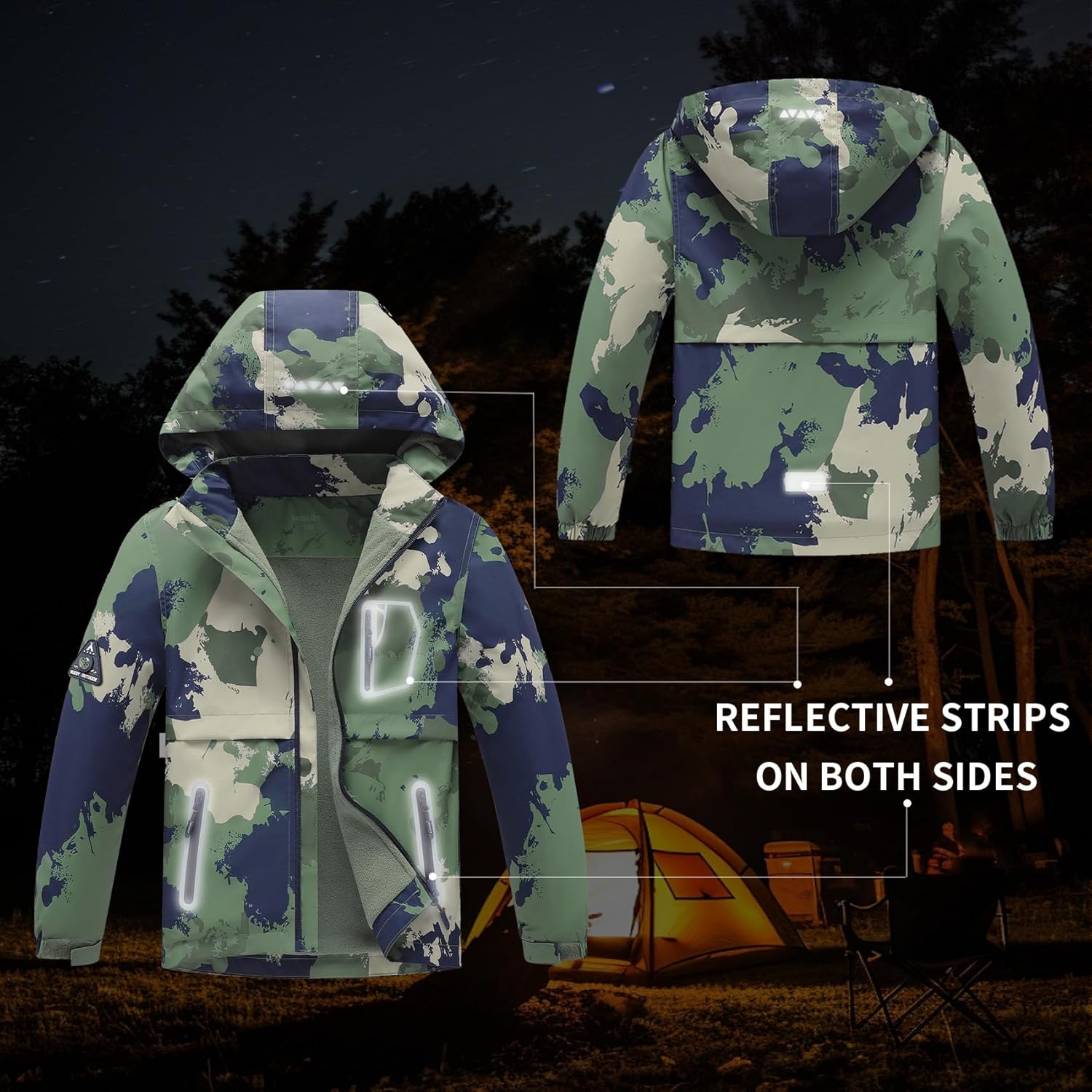 MGEOY Boys Girls Rain Jacket - Waterproof Windproof Fuzzy-Lined