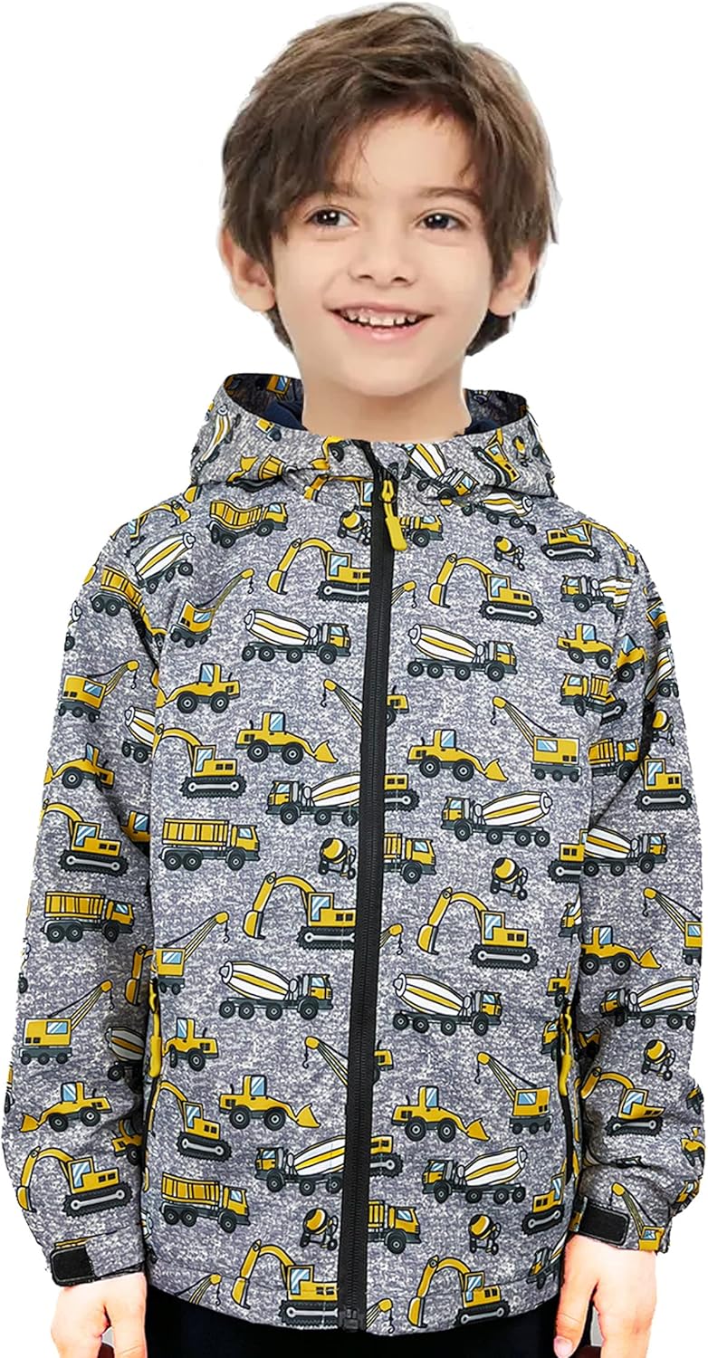 Boys Lightweight Waterproof Hooded Fleece Raincoat