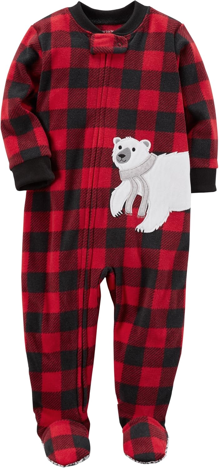 Carters Toddler Boys Red Plaid Fleece Sleeper 4T