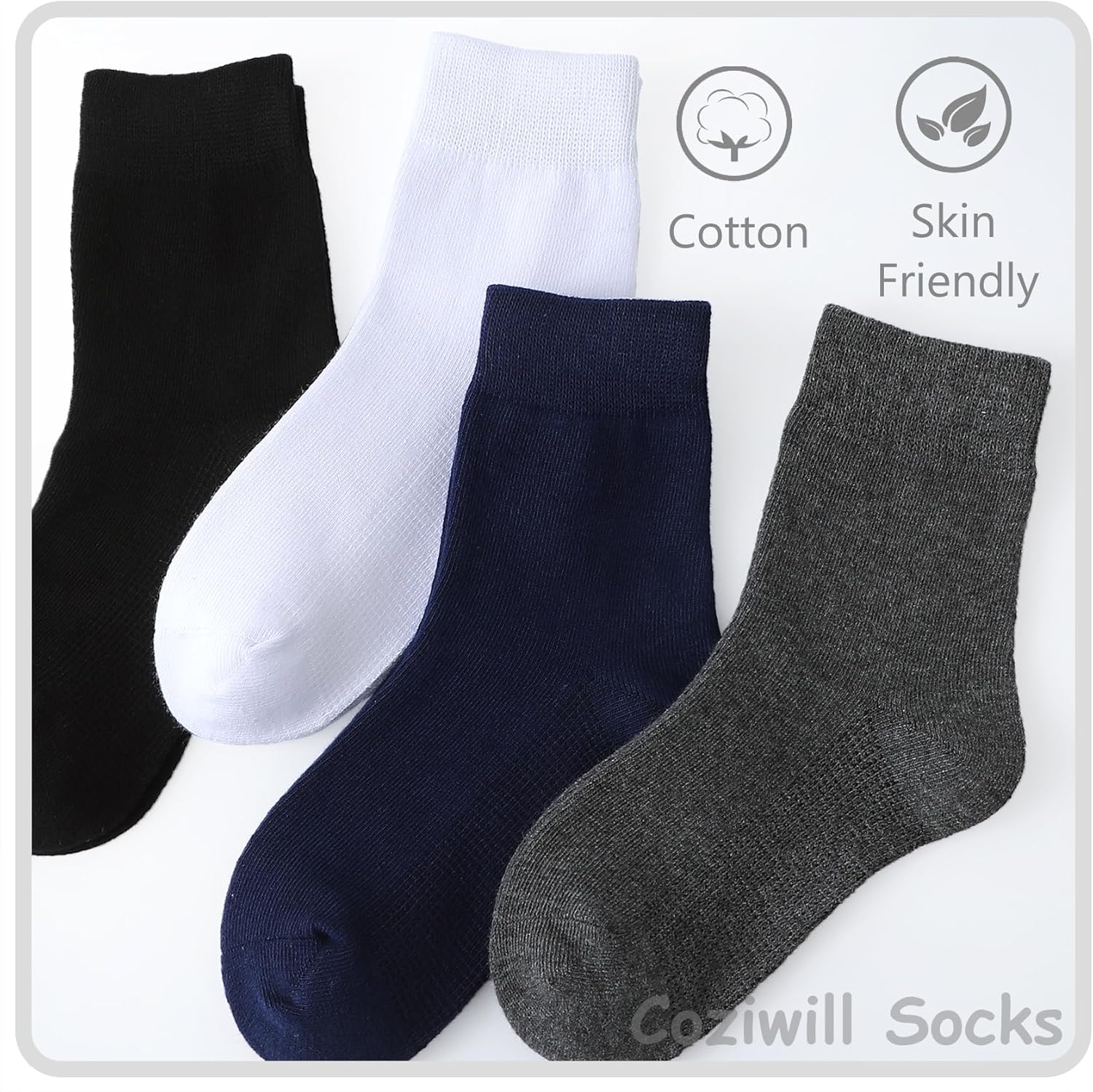Coziwill Boys Girls 6 Pair Breathable Crew Socks