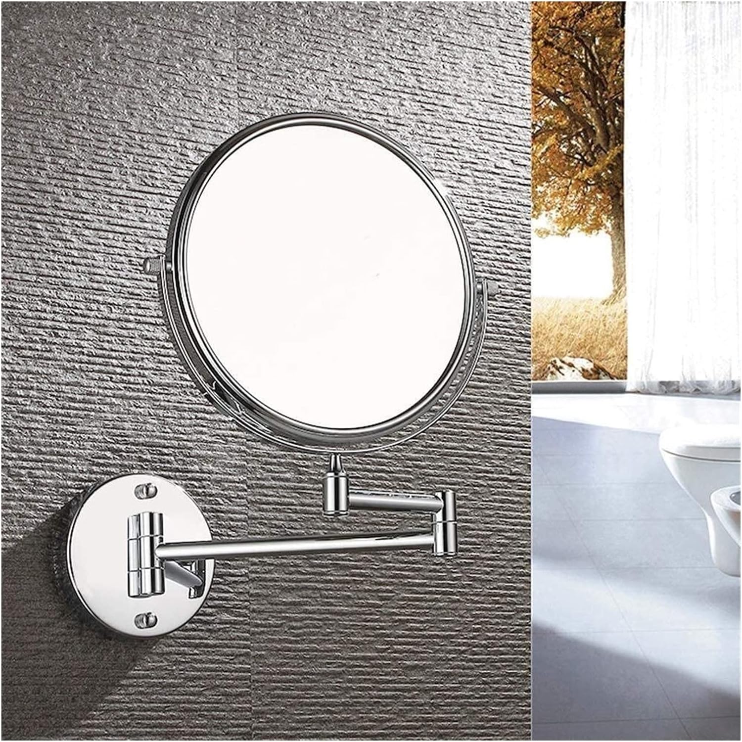 Wall-Mounted Double-Sided 7x Makeup Mirror