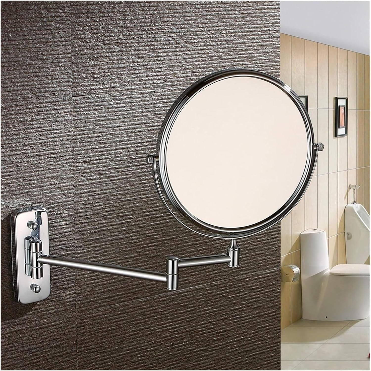 8 Inch Wall Mounted Lighted Makeup Mirror with Swivel Arm and Magnification