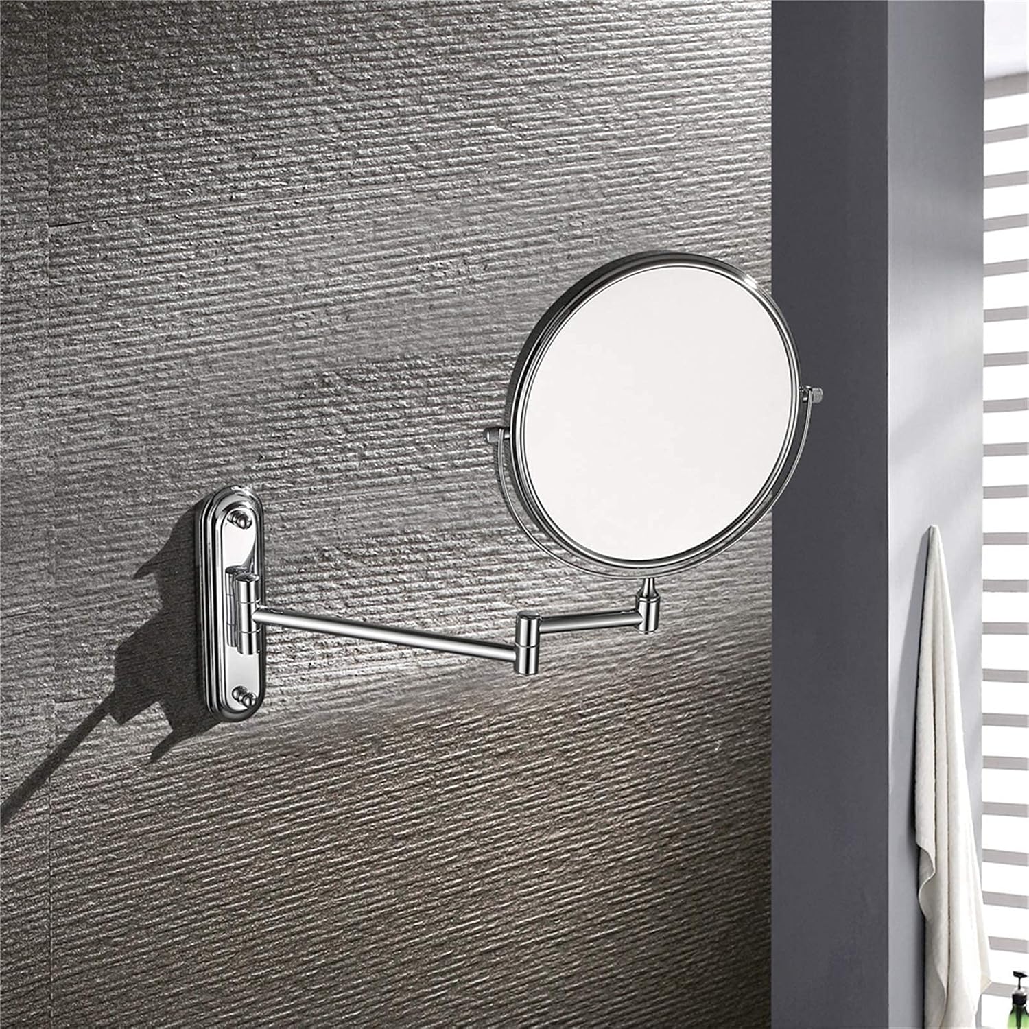 Wall-Mounted Double-Sided Makeup Mirror with Brass Frame