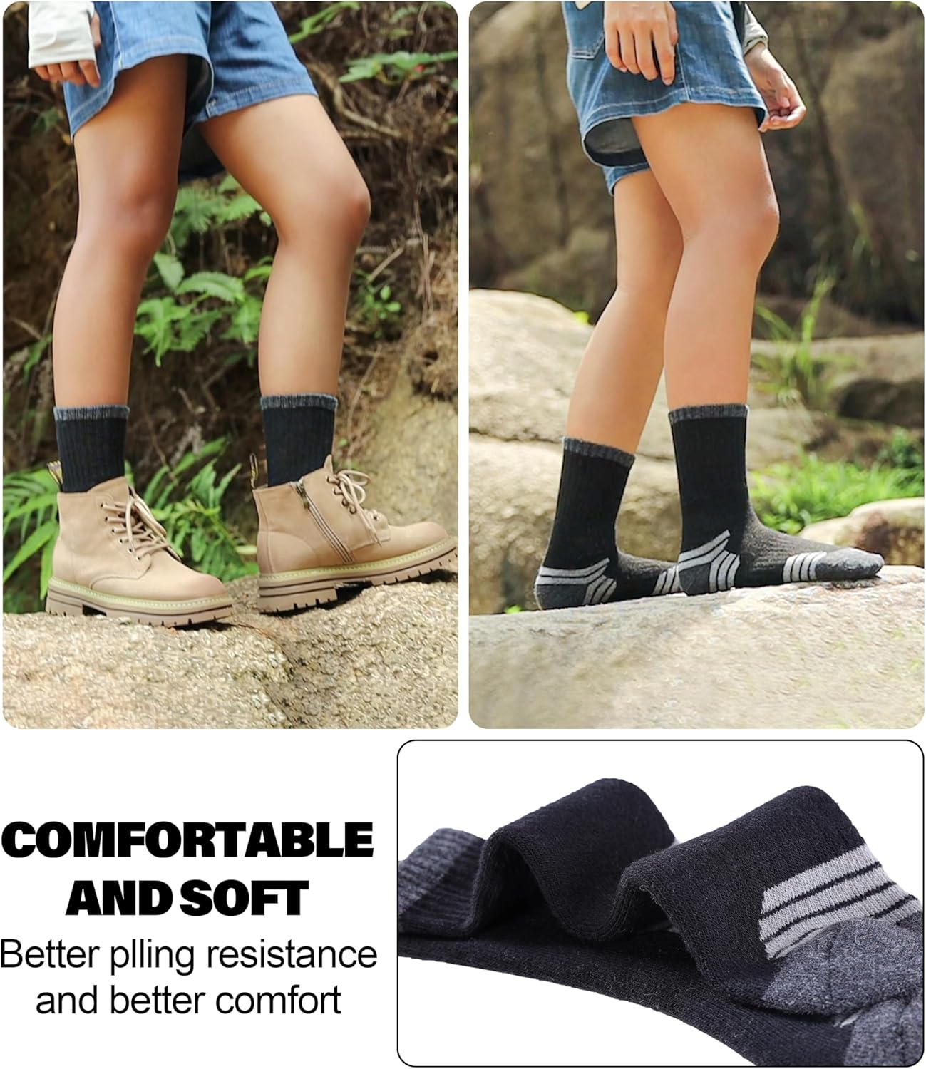 SDBING Merino Wool Hiking Socks for Kids Warm Cushion and Durable
