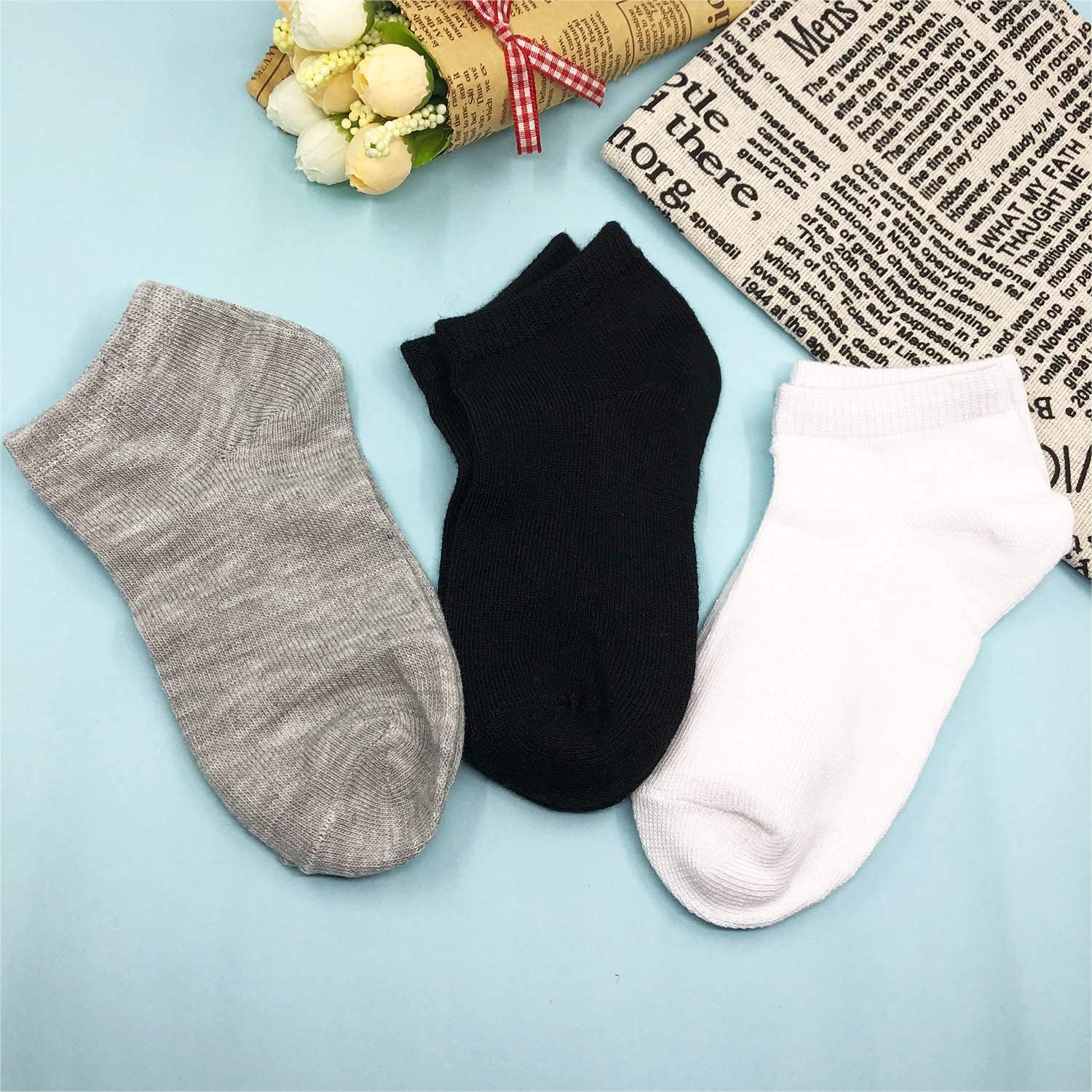 JAMEGIO 18 Pairs Kids Low Cut Half Cushion Sport Ankle Socks