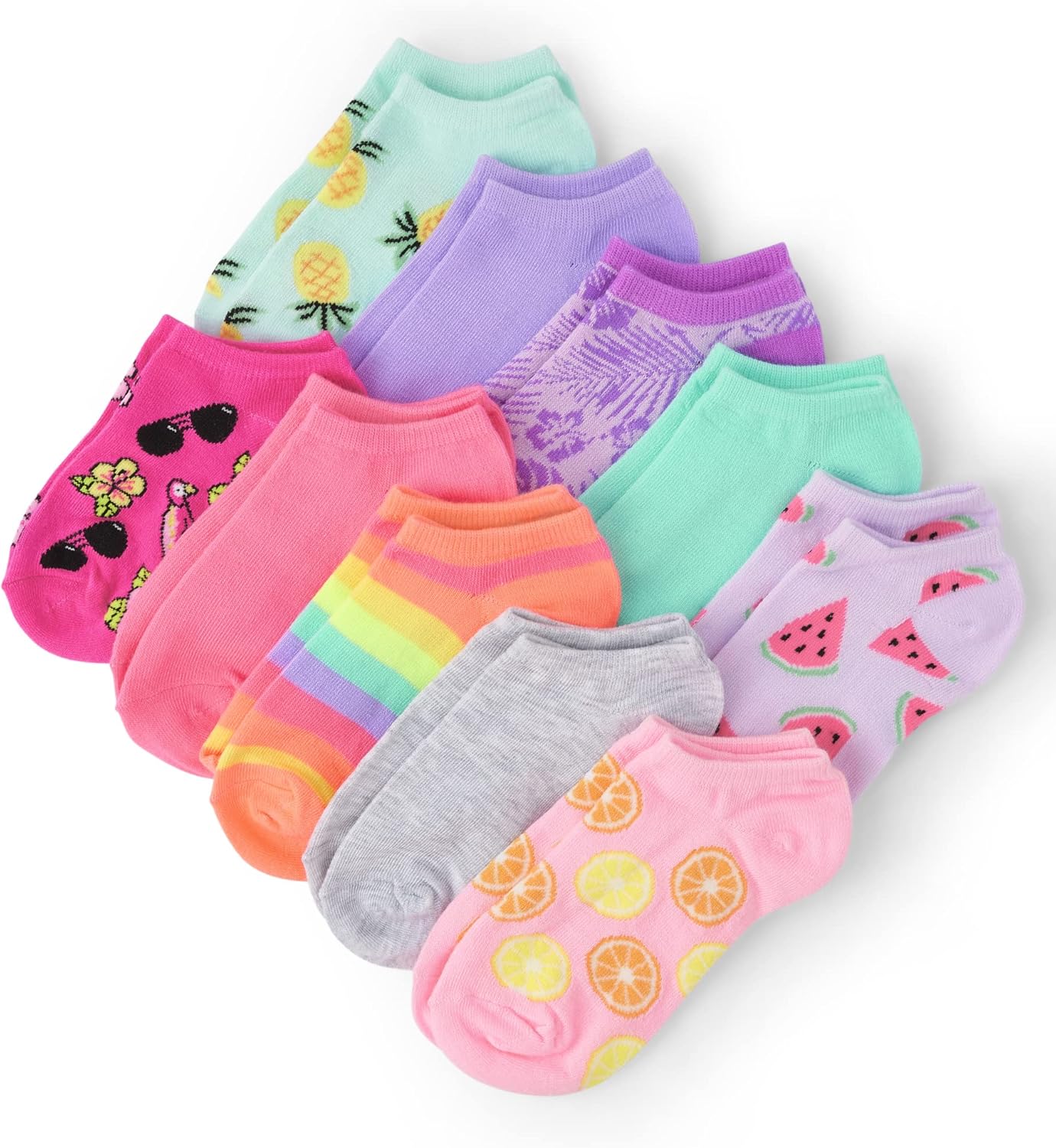 The Childrens Place Girls Ankle Socks Variety Pack - Comfy Fun Designs