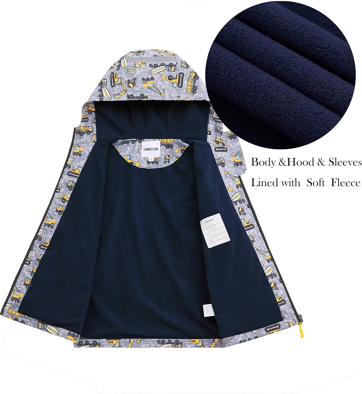 Boys Lightweight Waterproof Hooded Fleece Raincoat